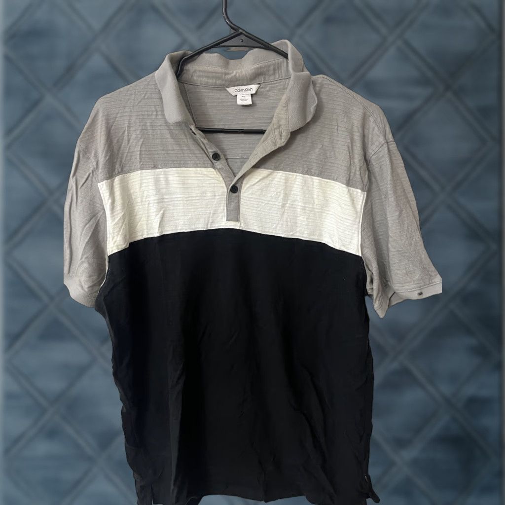 Calvin Klein Calvin Klein Polo Shirt Short Sleeve Men L Black White Gray Striped Shirt Men’s Large Multicolor Size US L / EU 52-54 / 3 - 1 Thumbnail