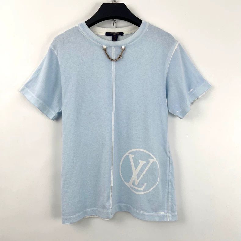 Louis Vuitton Louis Vuitton Blue chain logo printed short sleeves Size XS / US 0-2 / IT 36-38 - 1 Thumbnail