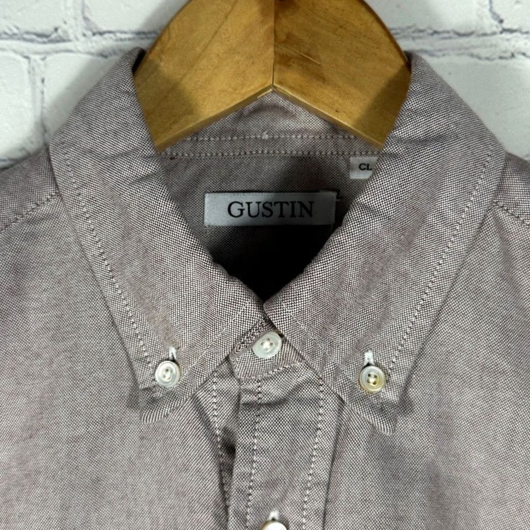 Gustin Gustin Shirt Mens Medium Chambray Cotton Made in USA Button-Up Red Long Sleeve Collared Button-Down Catrediction Size US M / EU 48-50 / 2 - 5 Thumbnail