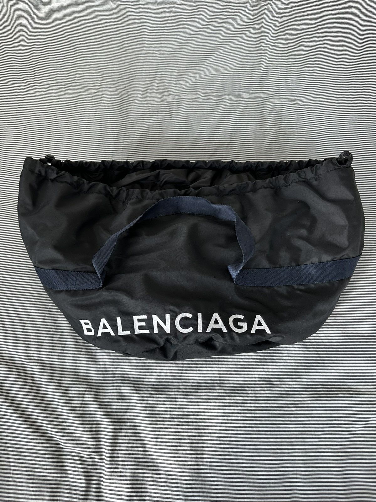 image of Balenciaga Ss17 Black Wheel Logo Duffle Bag, Men's