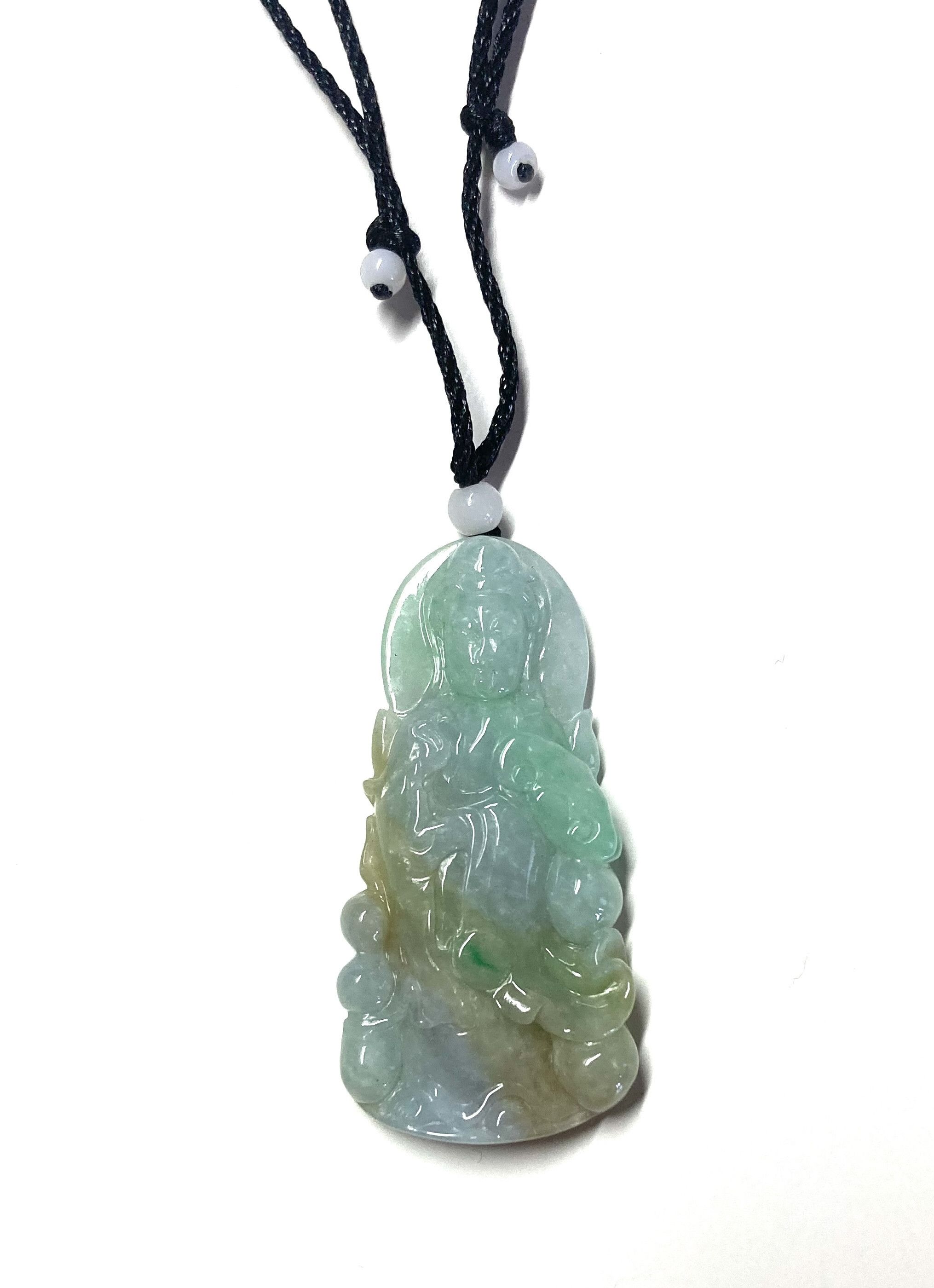 Other 60001 Certified Jadeite jade Guanyin Woman Buddha Pendant Size ONE SIZE - 1 Thumbnail