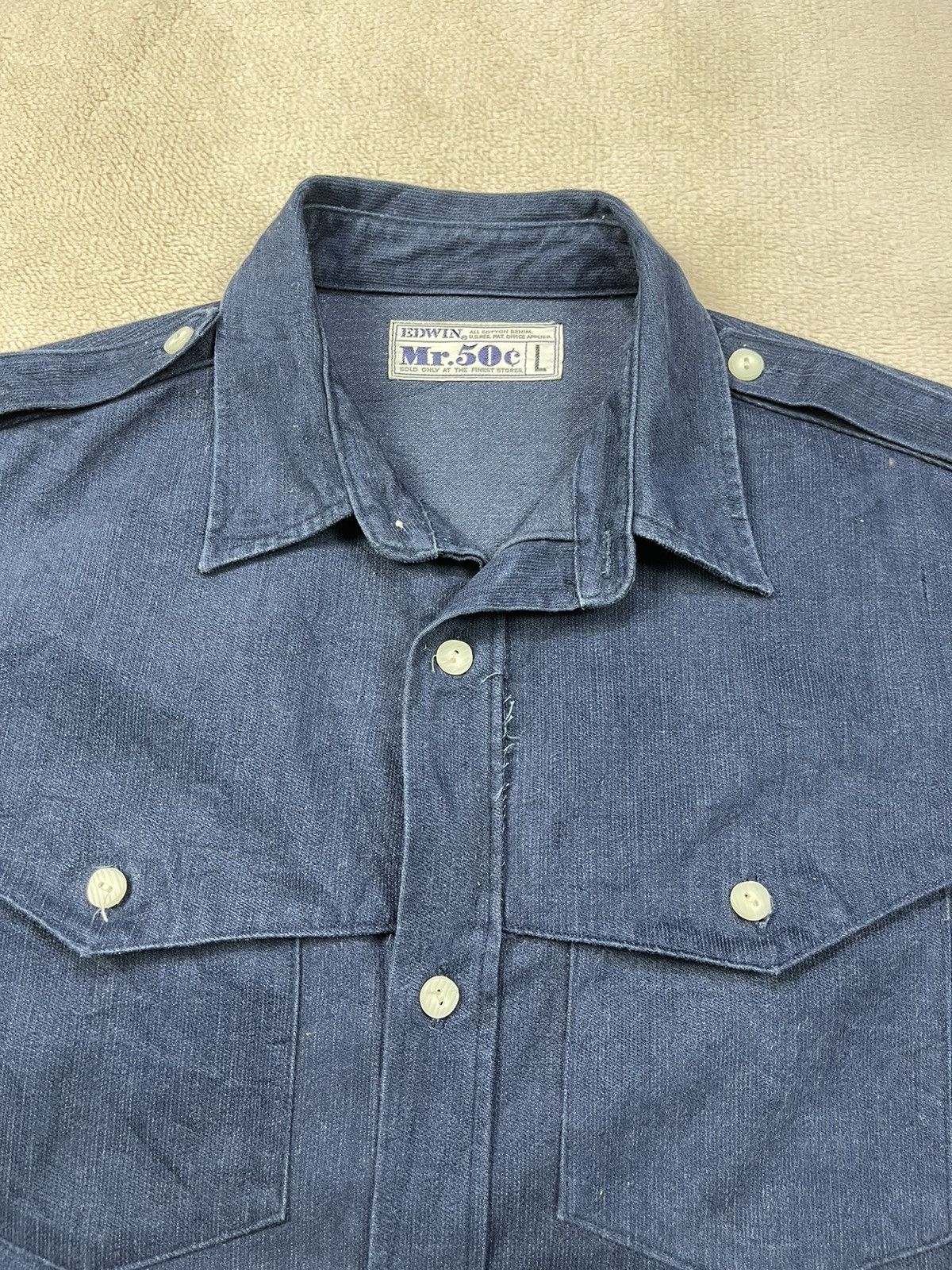Edwin Vintage Deadstock EDWIN MR 50$ Western Denim Shirt Size US L / EU 52-54 / 3 - 8 Thumbnail