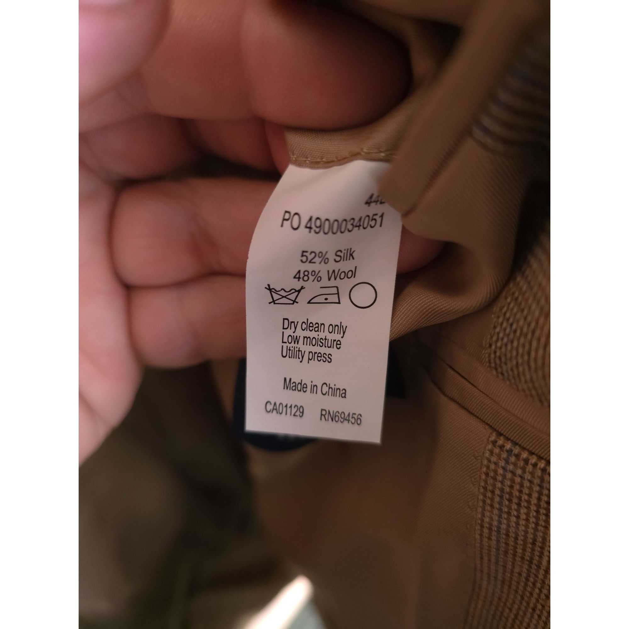 Ralph Lauren Ralph Lauren Mens wool Blazer 44R Silk lined Tan Herringbone Size 44R - 4 Thumbnail