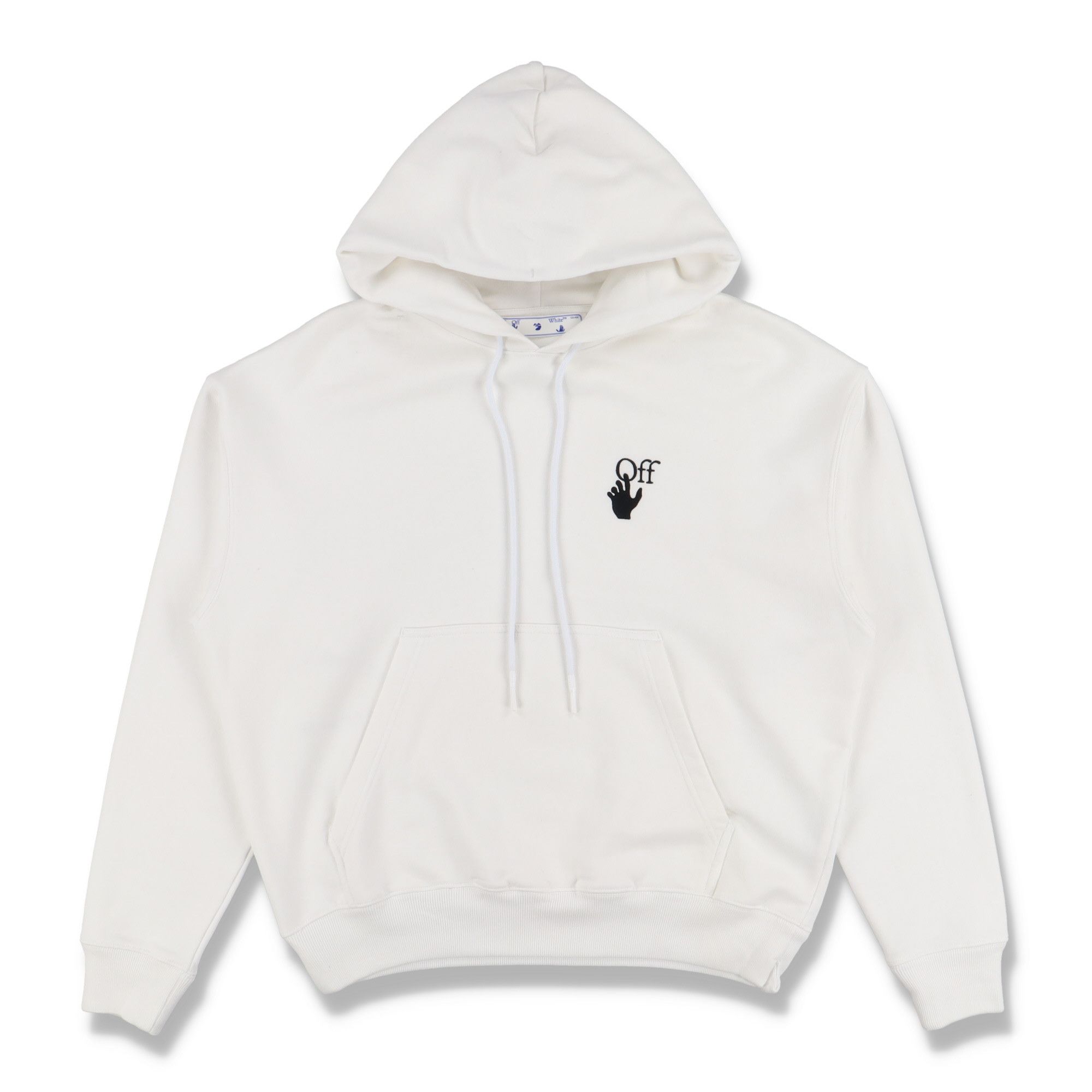 White Embroidered Cut Here Logo Oversized Hoodie