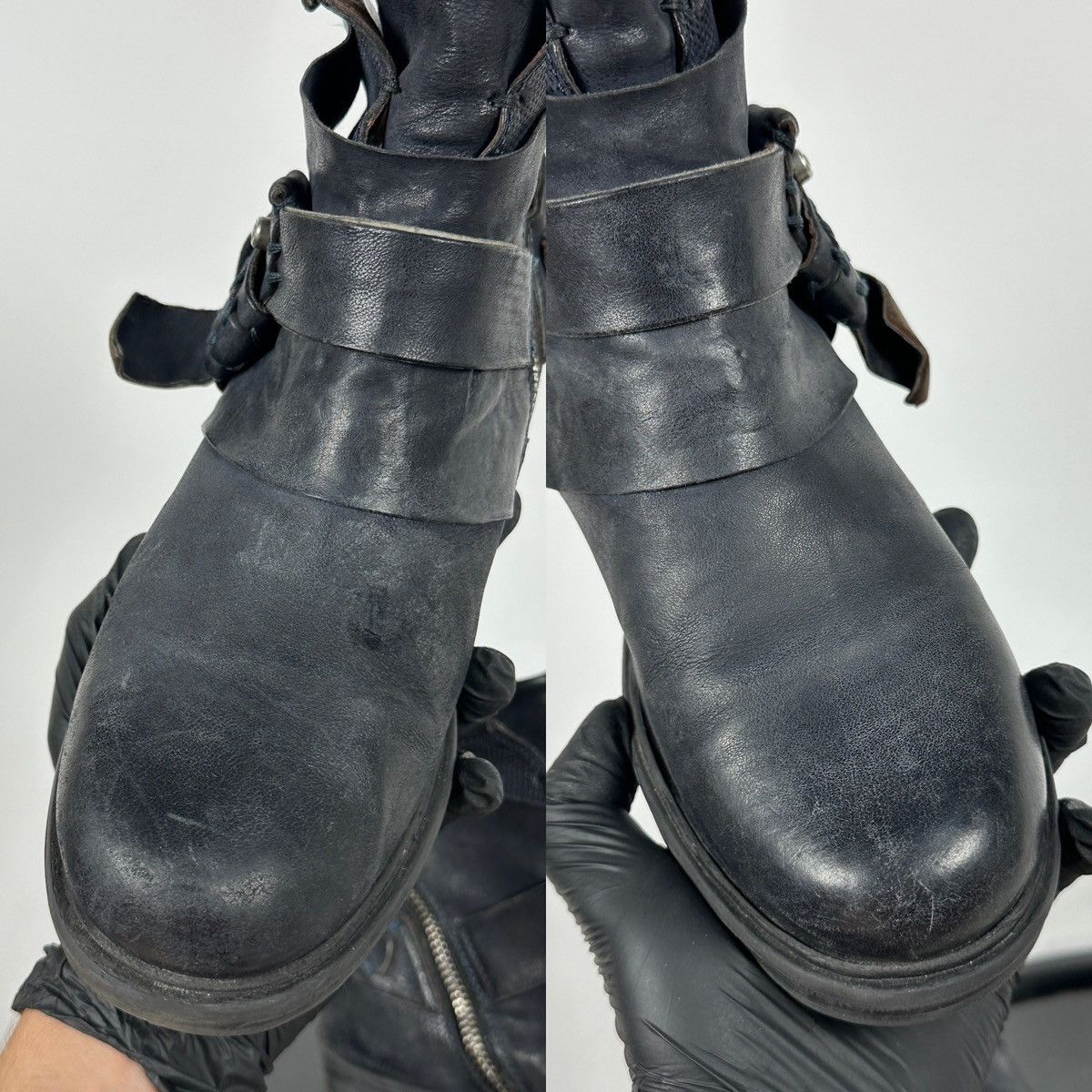 A.S.98 A.S.98. Airstep Navy Blue Leather Biker Ankle Boots Size US 8 / IT 38 - 22 Thumbnail