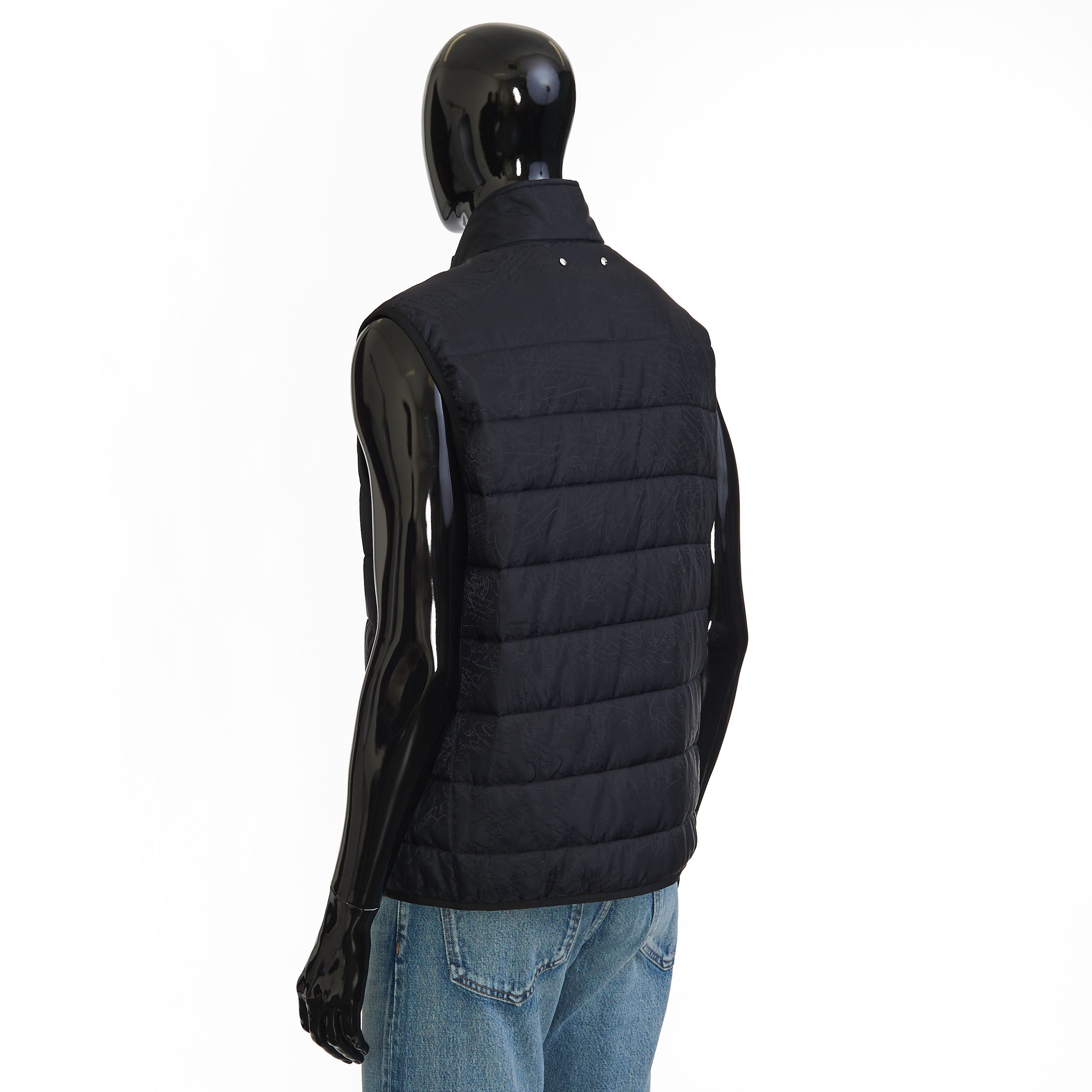 Berluti Gilet / Bodywarmer In Black Quilted Scritto Jacquard Nylon Size US M / EU 48-50 / 2 - 5 Thumbnail