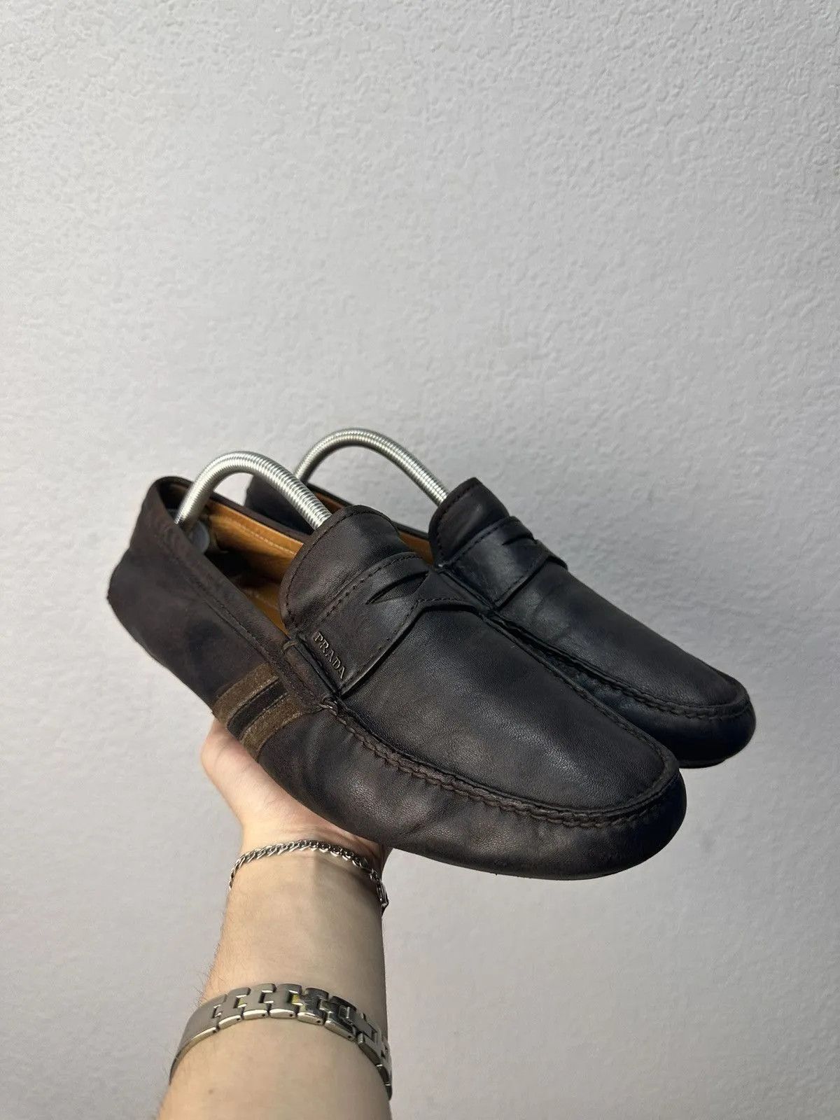 Vintage Prada Shoes Brown Leather Vintage Design luisvuitton Style Size US 9.5 / EU 42-43 - 7 Thumbnail