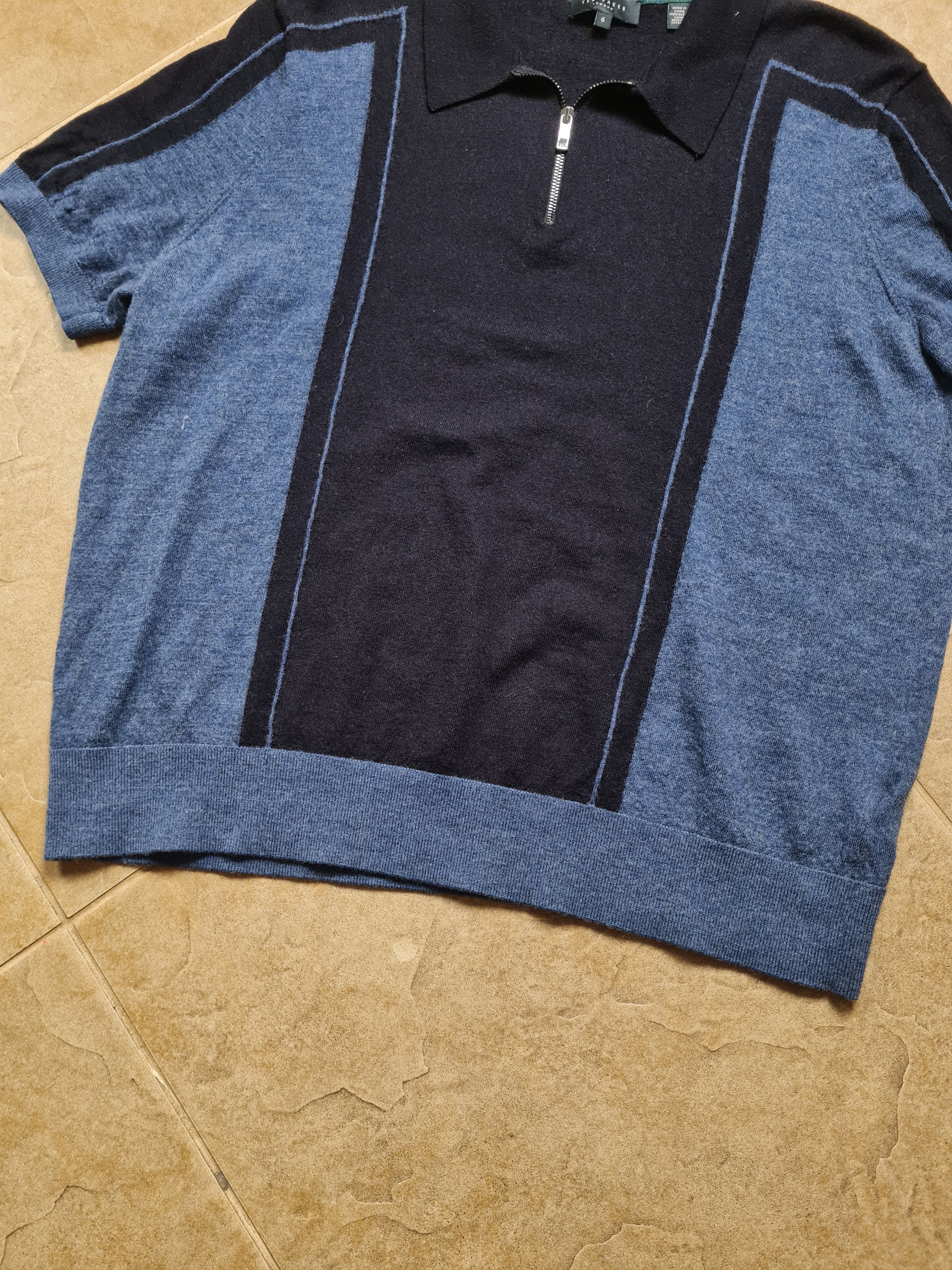 Ted Baker Shirt Ted Baker Zip Neck Merino Polo T-Shirt - Navy Size 6 Size US L / EU 52-54 / 3 - 11 Thumbnail