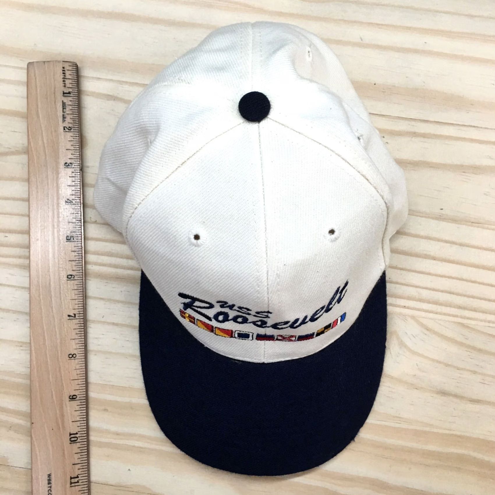 Vintage OTTO USS Roosevelt Flags Snapback Cap Hat Mens One Size White Blue Adjustable Size ONE SIZE - 3 Thumbnail