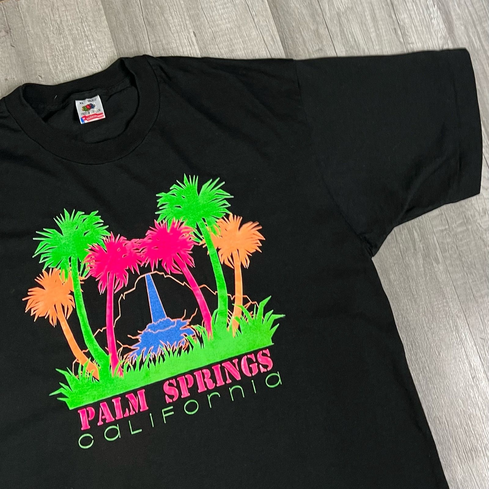 Fruit Of The Loom × Vintage Vintage 90s Neon Palm Spring California Palm Tree Graphic XL Size US XL / EU 56 / 4 - 2 Thumbnail