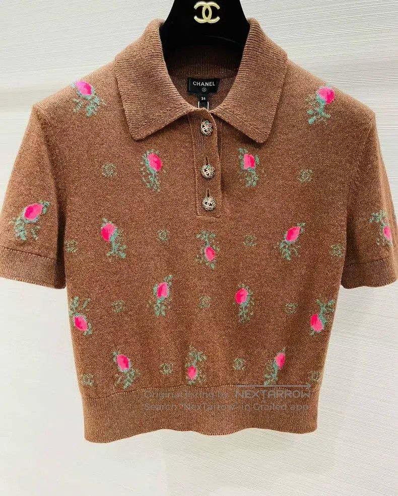Chanel Chanel 22K lapel small flower cashmere knitted short sleev Size XXS / US 00 / IT 34 - 2 Thumbnail