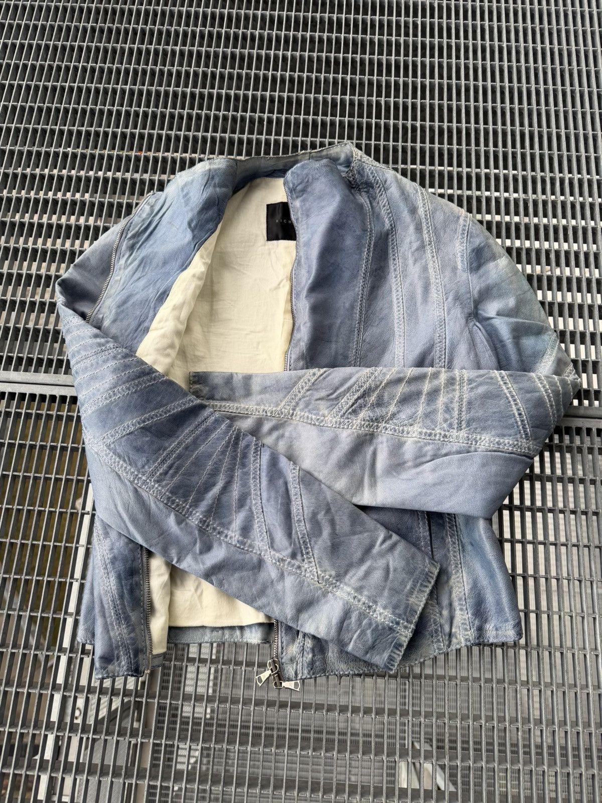 John Richmond John Richmond Lamb Skin Leather Washed Blue Jacket Size US S / EU 44-46 / 1 - 10 Thumbnail