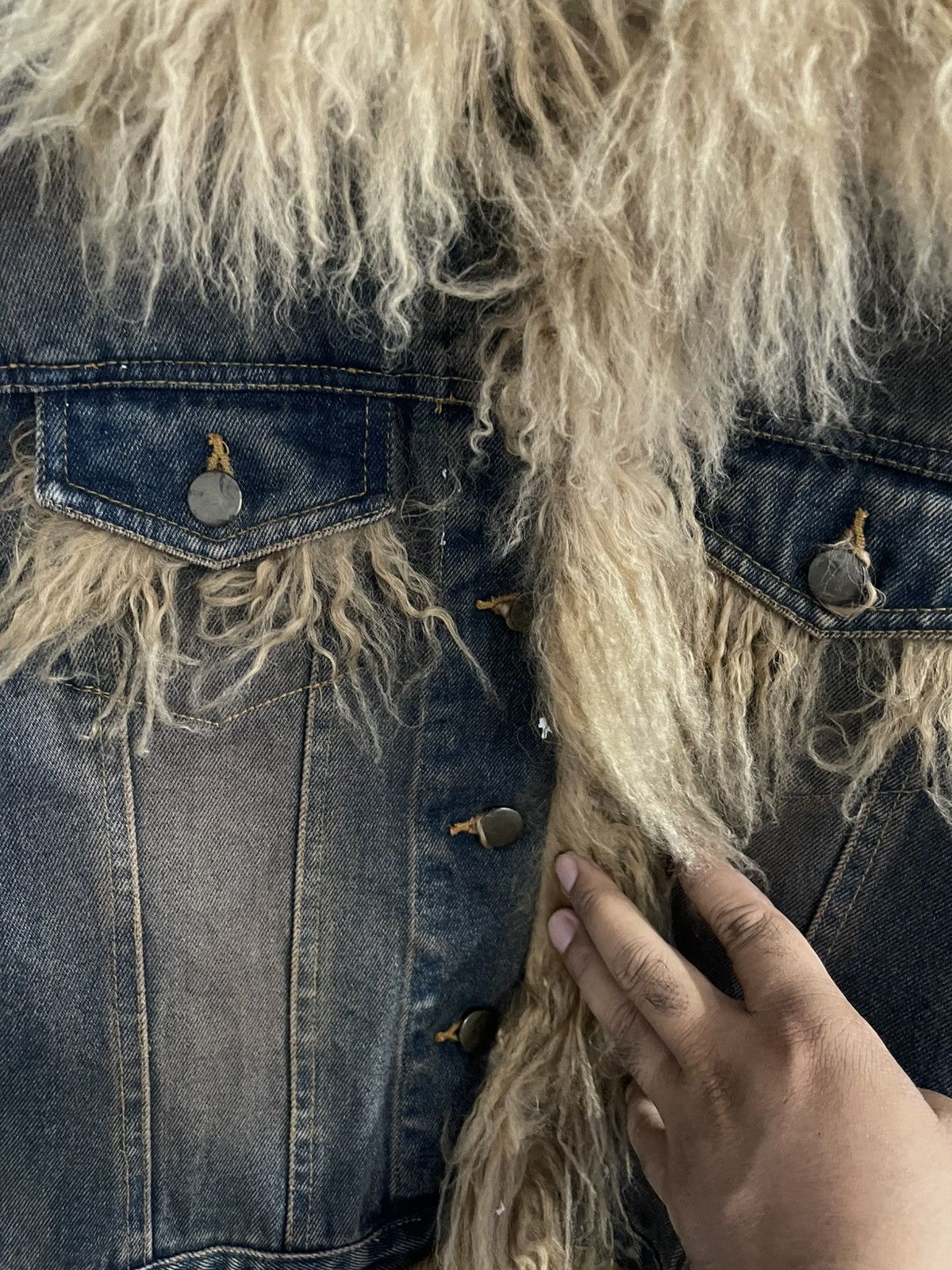 Japanese Brand Vintage Unbrand Faux Fur Collar Denim Jacket Size L / US 10 / IT 46 - 8 Thumbnail