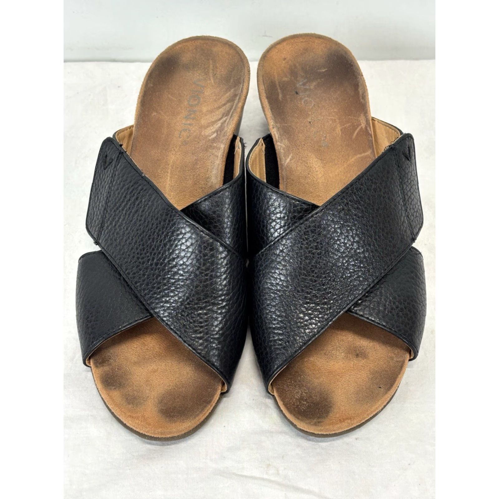 Vionic Vionic Sandal Women Size 7 M Black Leather Cork Wedge Slide Size US 7 / IT 37 - 3 Thumbnail