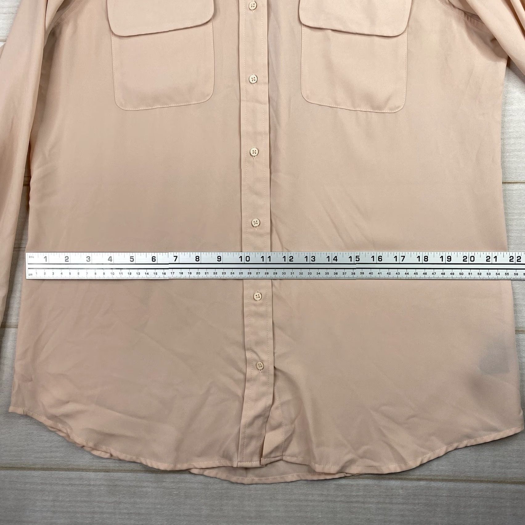 Pinko WHO WHAT WEAR Button-Up Shirt Womens L Peachy Pink Long Sleeve Chambray Casual Shirt Size L / US 10 / IT 46 - 6 Thumbnail