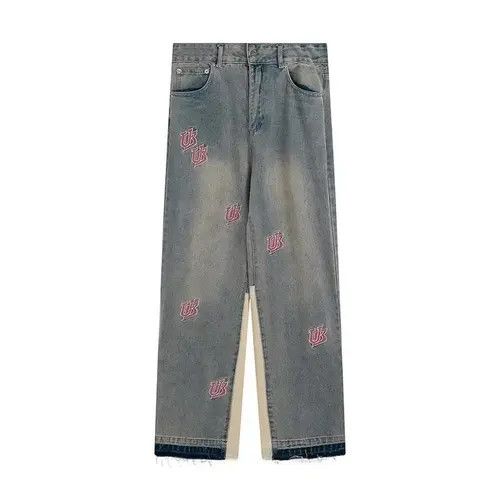 VIBE Washed distressed embroidered lettering jeans Size US 34 / EU 50 - 6 Thumbnail