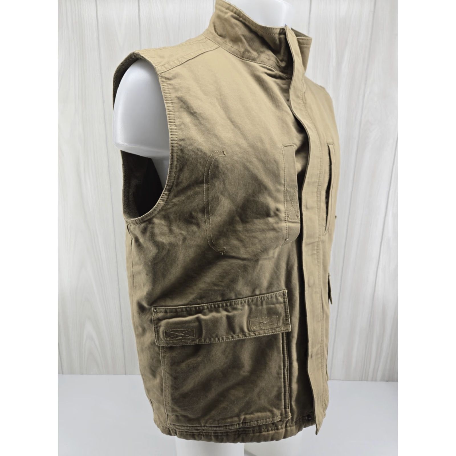 Vintage VINTAGE RedHead Utility Vest Mens Large Lined Fleece Tan Khaki Beige Cotton Canvas Zippered Pockets-Field Shirt/Coat Styled Size US L / EU 52-54 / 3 - 6 Thumbnail