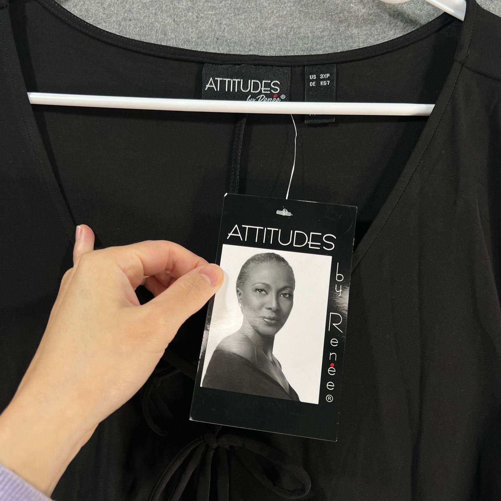 Other Attitudes by Renee Petite Lace Front Maxi Dress Black 3XP Size 3XL / US 20-22 - 4 Thumbnail