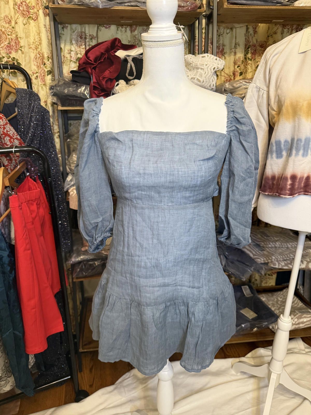 Other NEW! Rumer Mia Mini 100% Linen Dress in Lovely Blue XS Size XS / US 0-2 / IT 36-38 - 1 Thumbnail