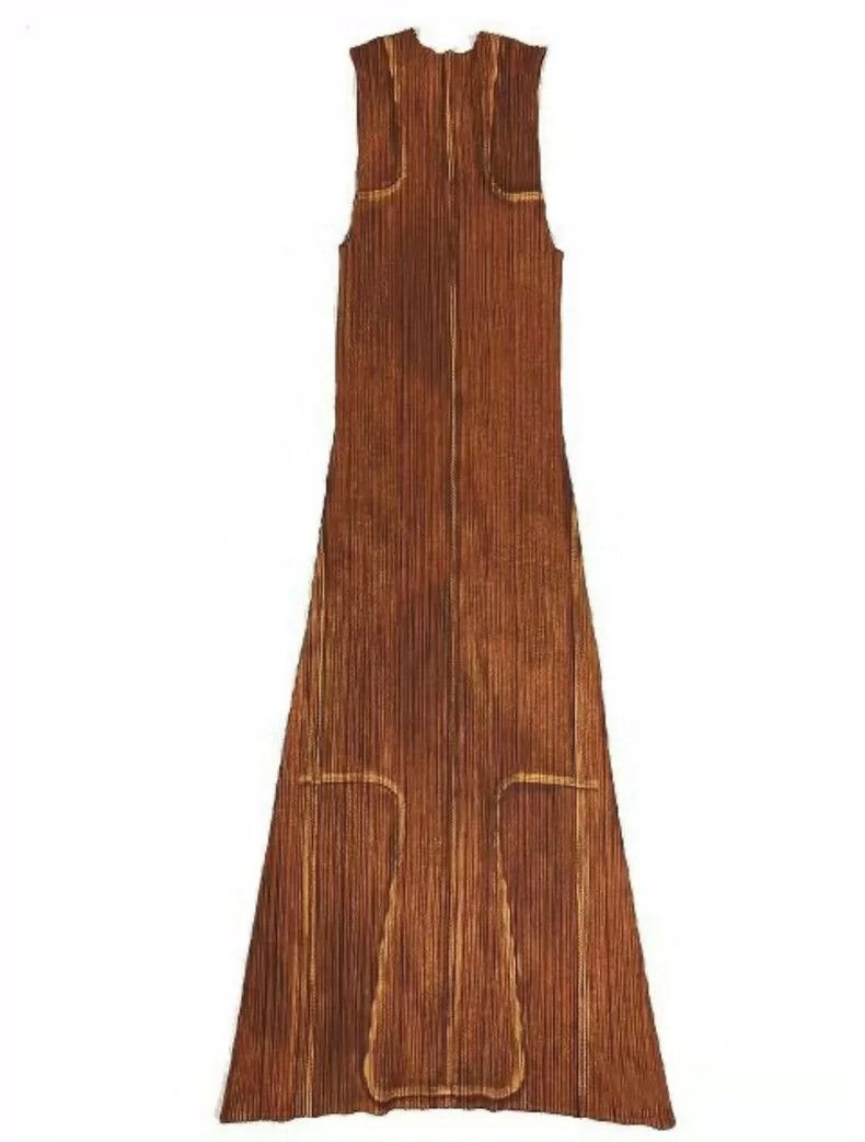 Pleats Please Issey Miyake Issey Miyake size:4 Brown retro denim patterned pleated dr Size M / US 6-8 / IT 42-44 - 2 Thumbnail