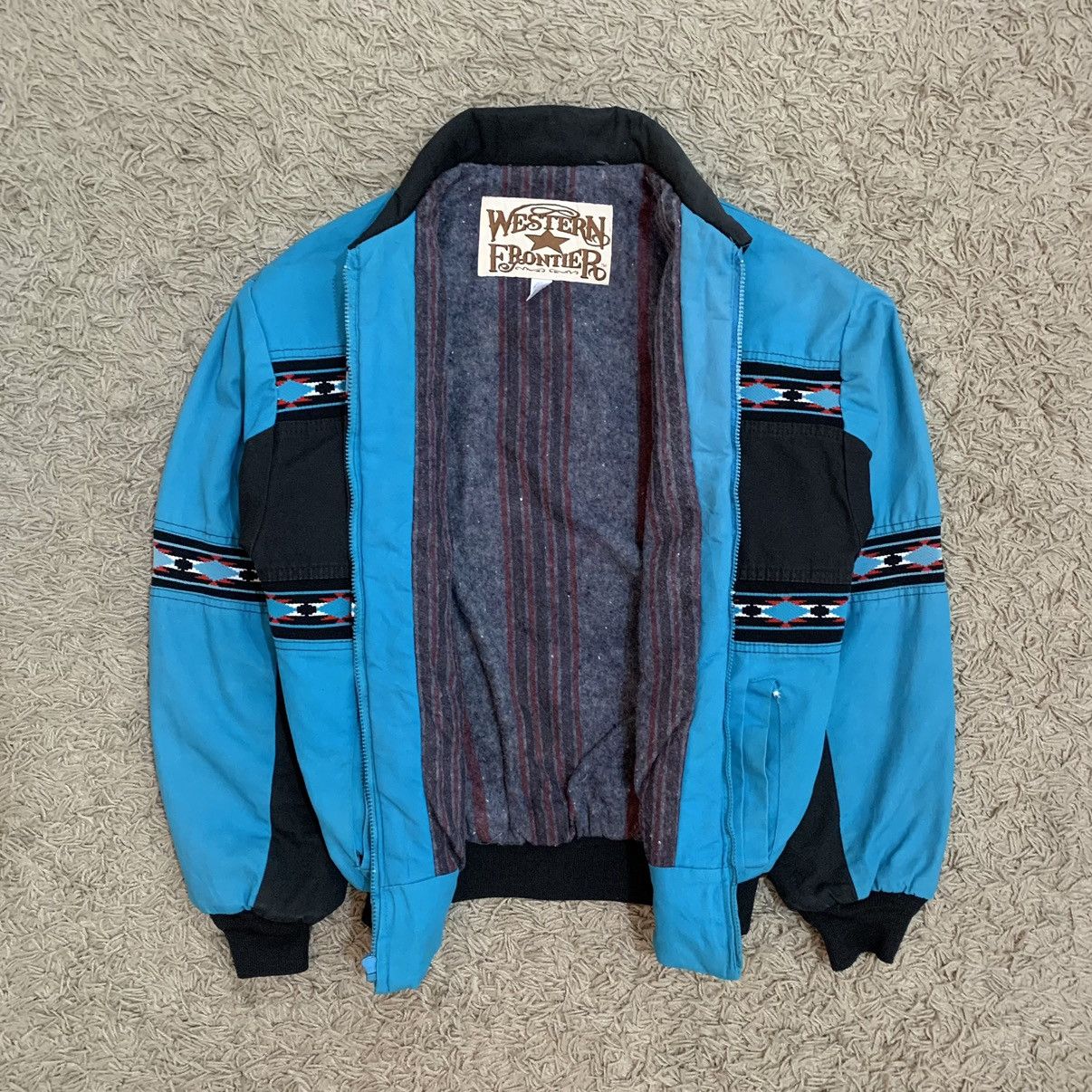 Vintage 1990’s West Frontier “Blue Aztec” Two-Tone Santa Fe Jacket Size US M / EU 48-50 / 2 - 4 Thumbnail