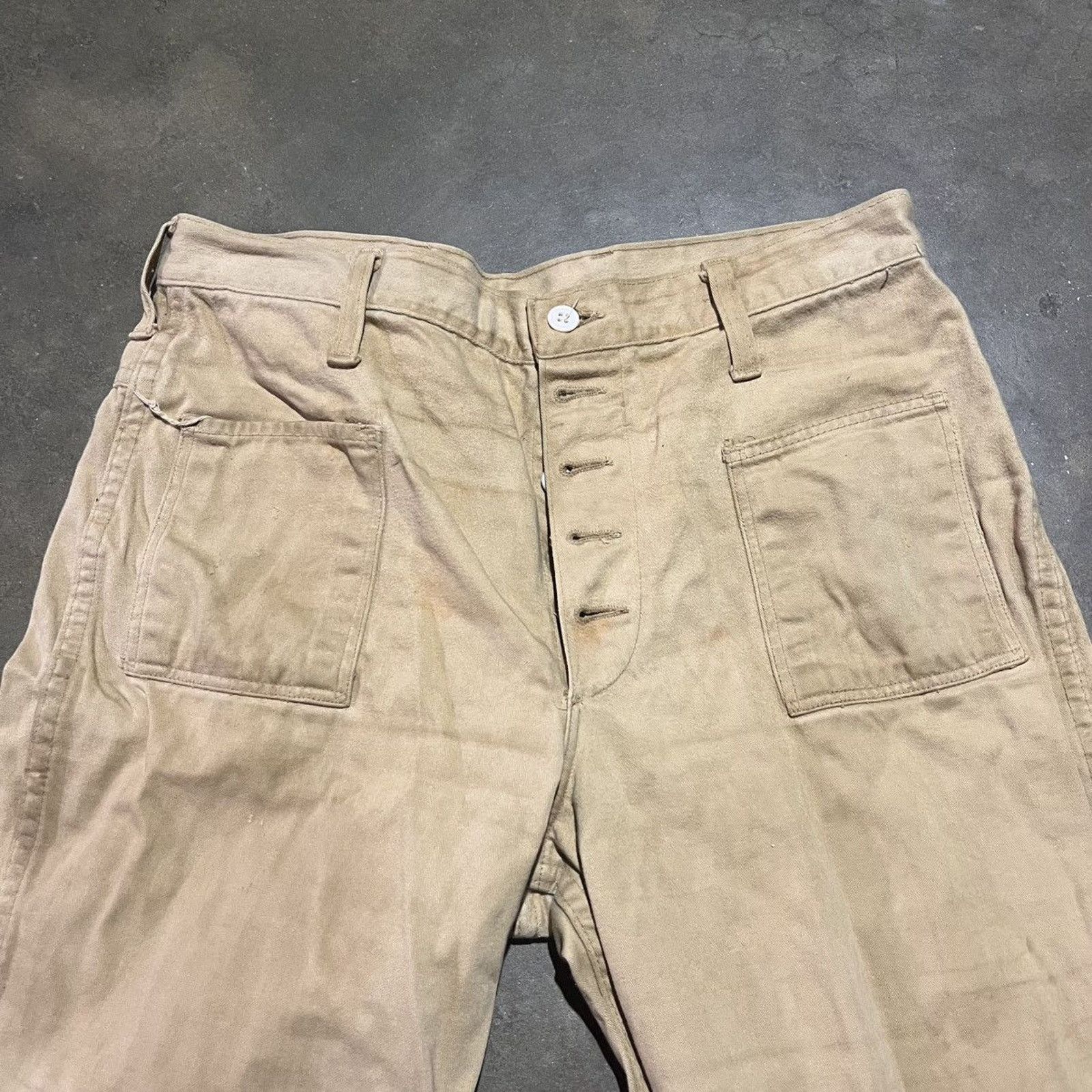 Vintage Vintage 70s Maverick Tan Buttonfly Bell Bottom Pants 31x29 Size 31" - 2 Thumbnail