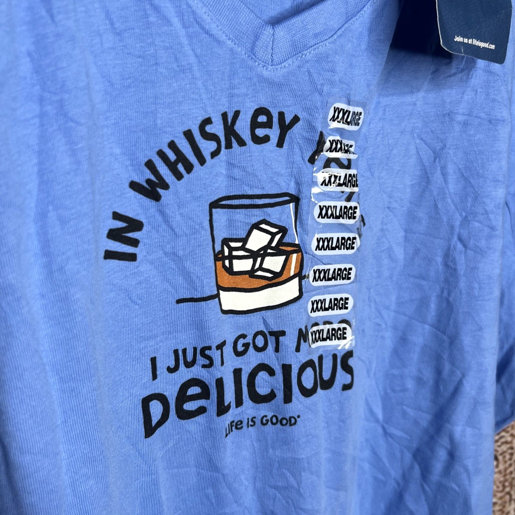 Life is Good Life Is Good NWT In Whiskey Years Blue V-Neck 3XL Womens T-Shirt Size XXL / US 16-18 / IT 52-54 - 2 Thumbnail