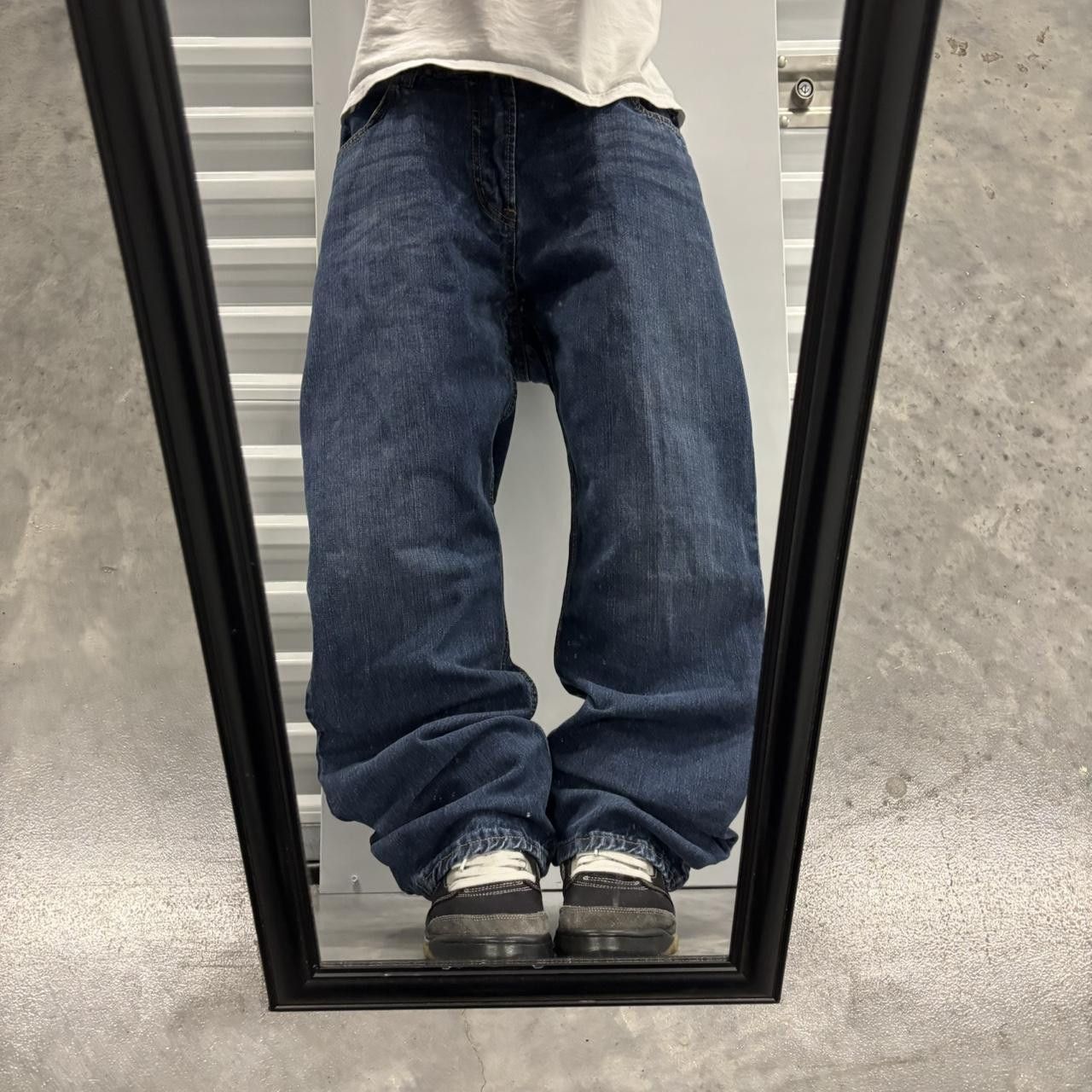 Japanese Brand × Vintage Crazy Vintage Y2K/2000s Grunge Dark Blue Wash Denim Jeans! Size US 38 / EU 54 - 1 Thumbnail