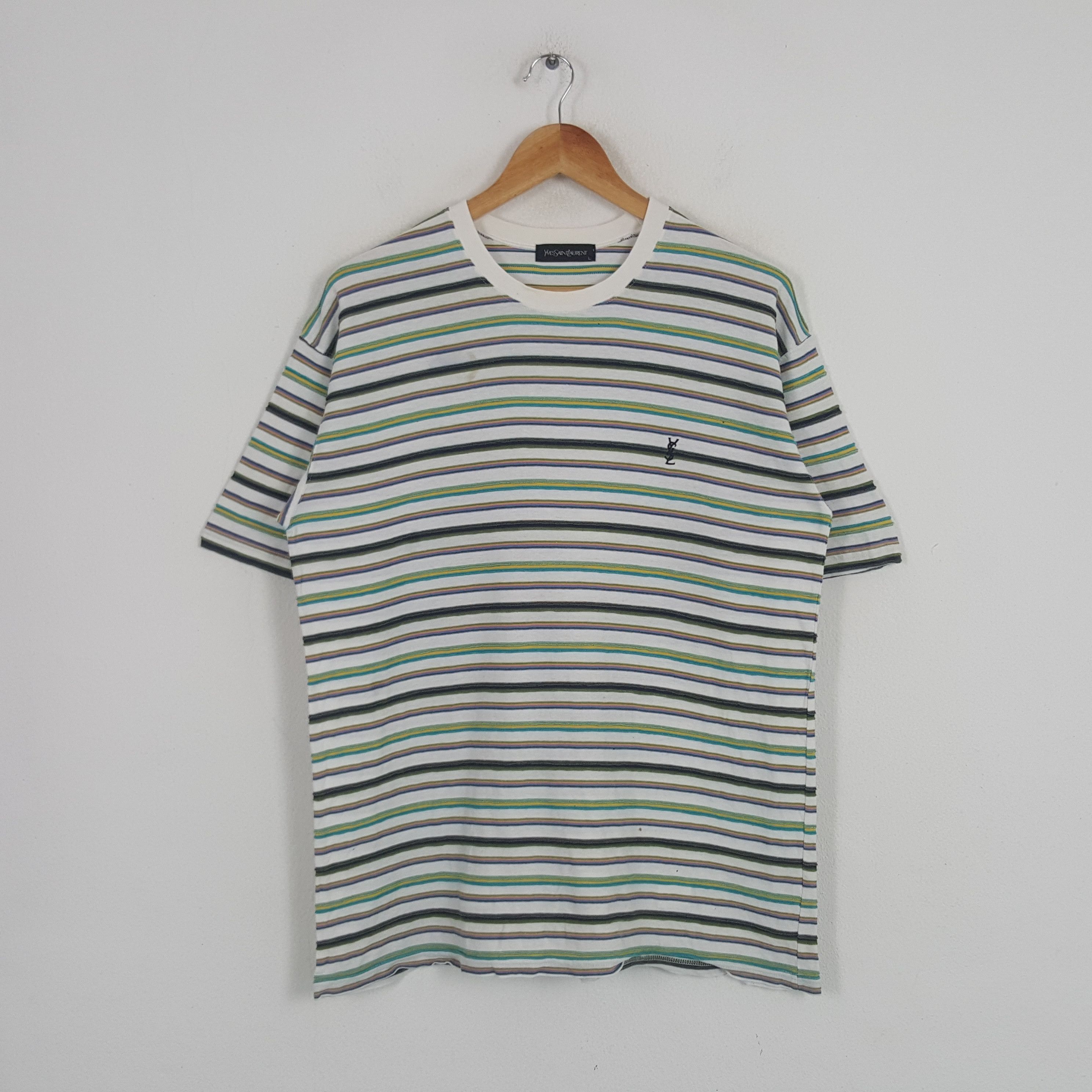 Vintage × Yves Saint Laurent Vintage Yves Saint Laurent Italian Brand Stripe Tshirt Size US L / EU 52-54 / 3 - 1 Thumbnail
