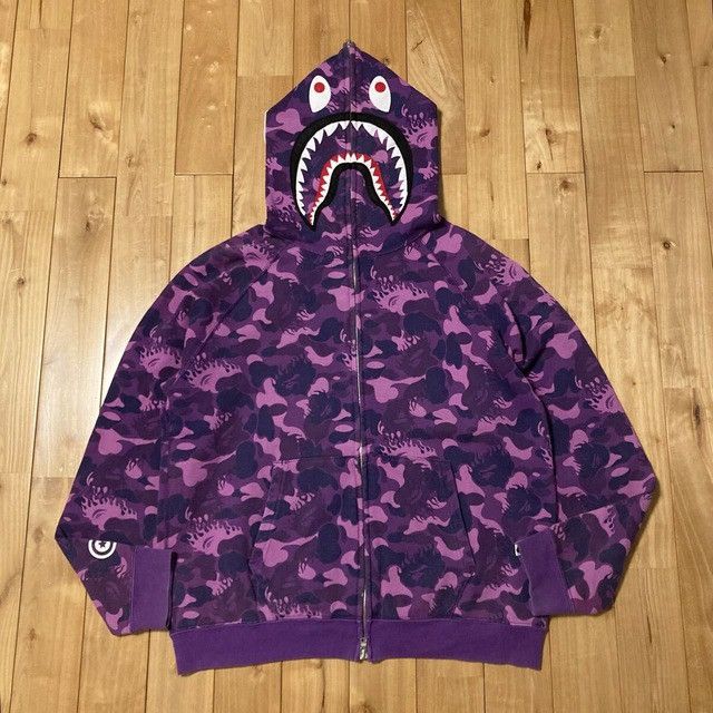 Bape BAPE Fire Camo Shark Full Zip Hoodie purple camo NIGO APE Size US M / EU 48-50 / 2 - 2 Thumbnail