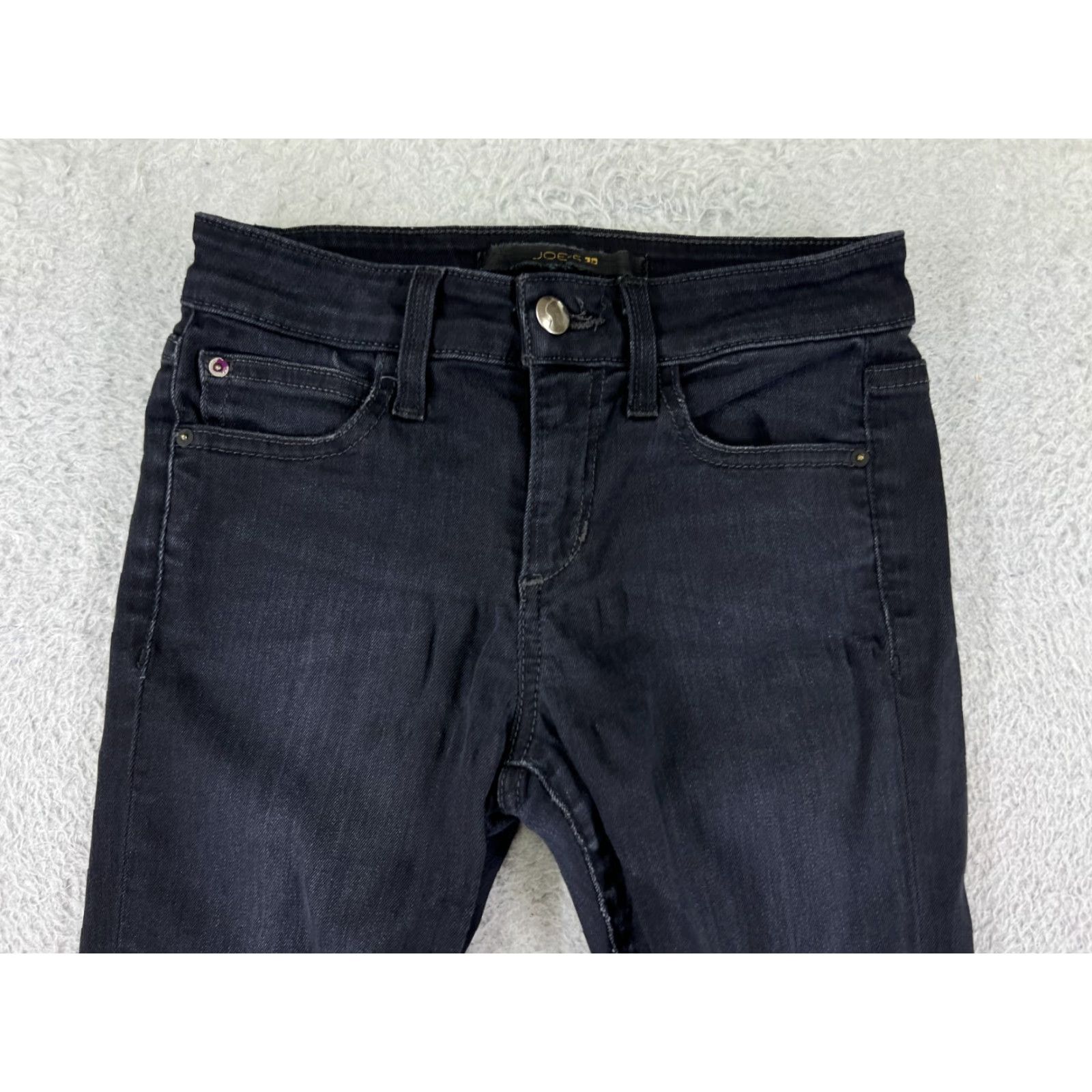 Denime Joes Jeans Womens 25 Black Denim Skinny Ankle Dark Wash 5-Pocket Cotton Blend Distressed Color: Black Size 25 Womens Jeans Size 42" / US 20 - 7 Thumbnail