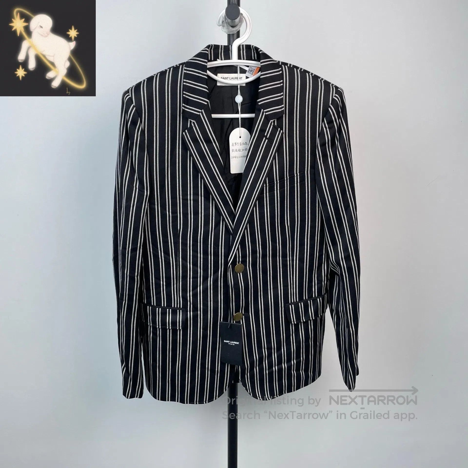 Saint Laurent Paris Saint Laurent Paris Gold Buckle Striped Suit Jacket| Size US M / EU 48-50 / 2 - 1 Thumbnail
