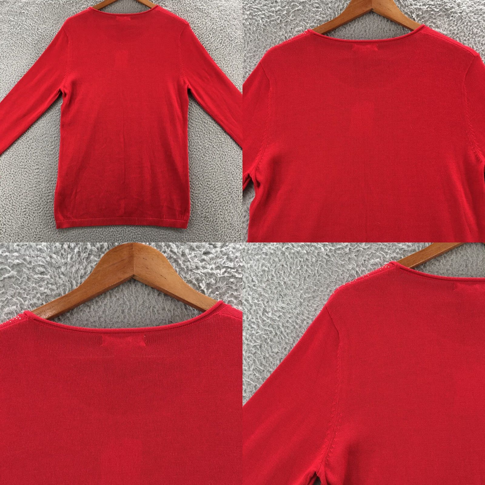 Calvin Klein Calvin Klein Collection Knit Tee Top Womens XL Red Cotton Blend Sequins Round Neck Pullover Shirt Womens XL Red Sequins Knit Tee Top Size XL / US 12-14 / IT 48-50 - 9 Thumbnail
