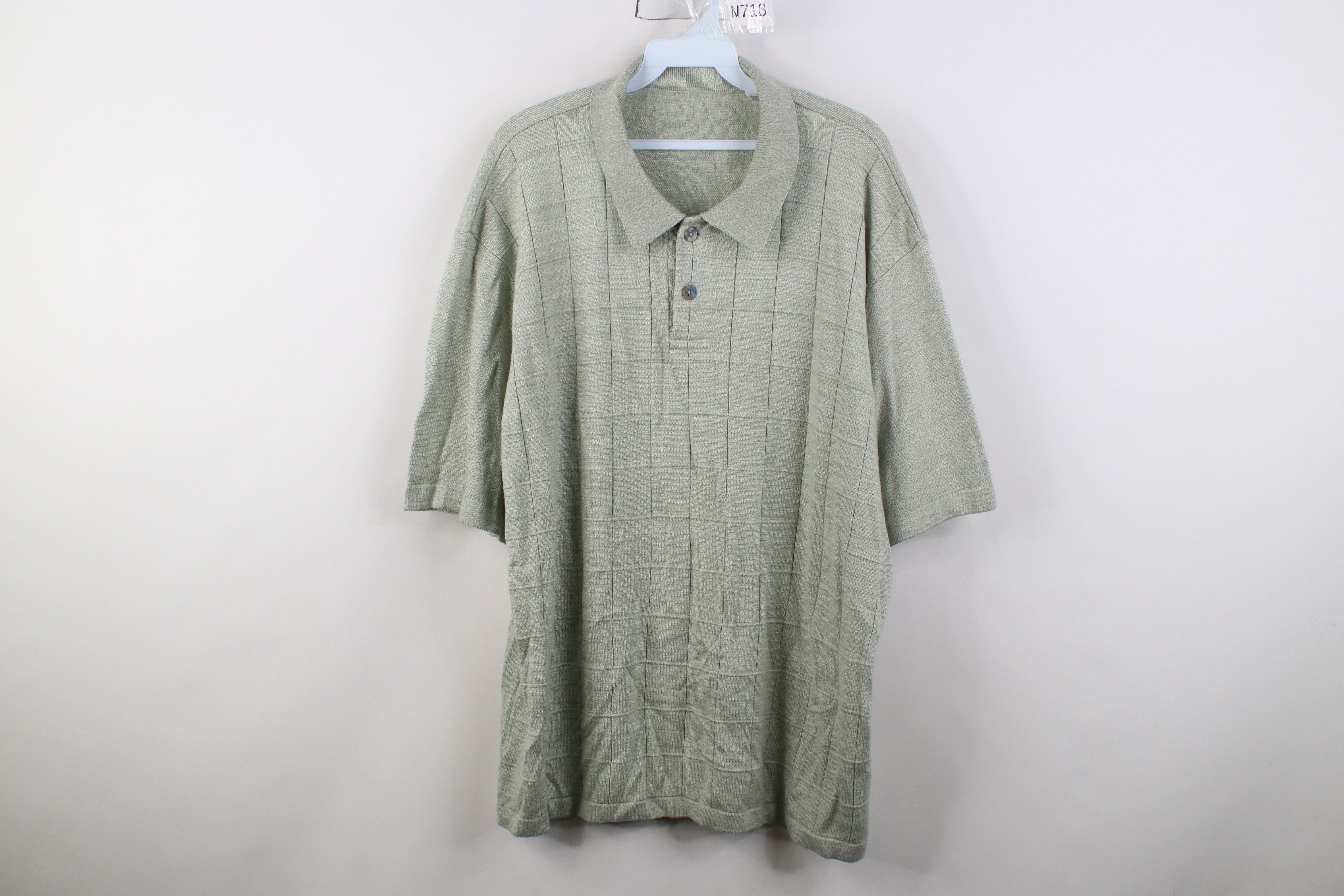 Vintage Vintage 90s Streetwear Knit Collared Polo Shirt Green Size US L / EU 52-54 / 3 - 1 Thumbnail