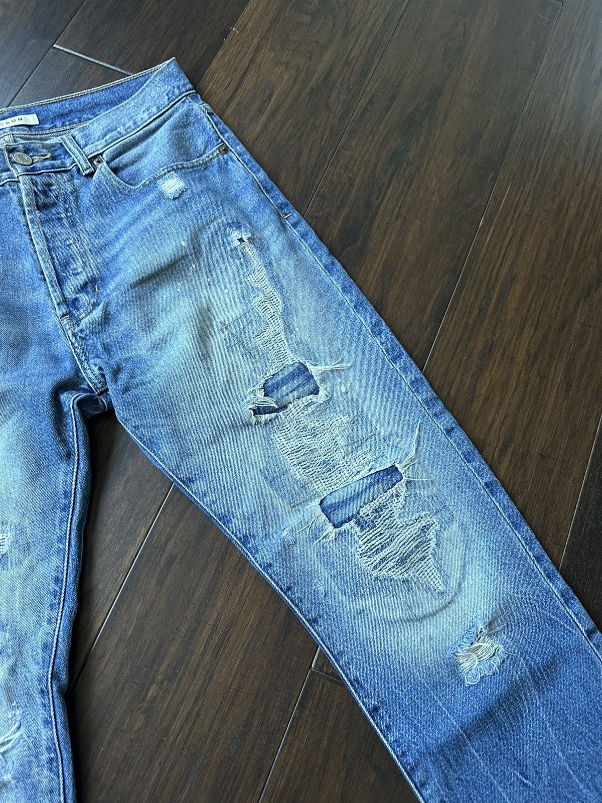 Pacsun × Vintage Blue Denim Distressed/Repair Boro Jeans (sz 31) Size US 31 - 3 Thumbnail