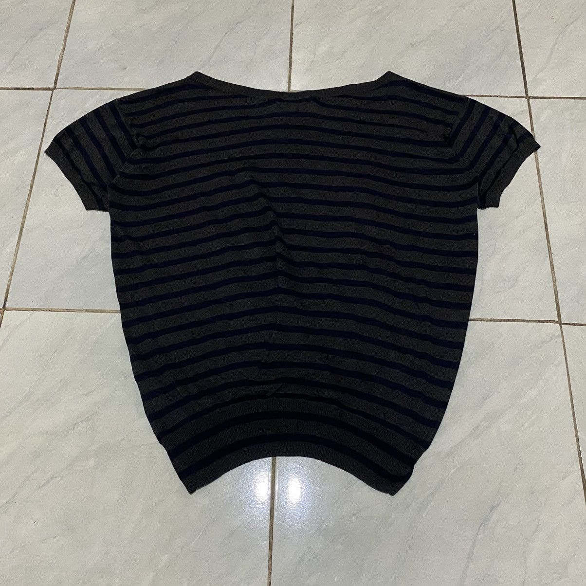 Zucca Zucca by Issey Miyake Pocket Stripe Pleated Knit Tee Size M / US 6-8 / IT 42-44 - 5 Thumbnail