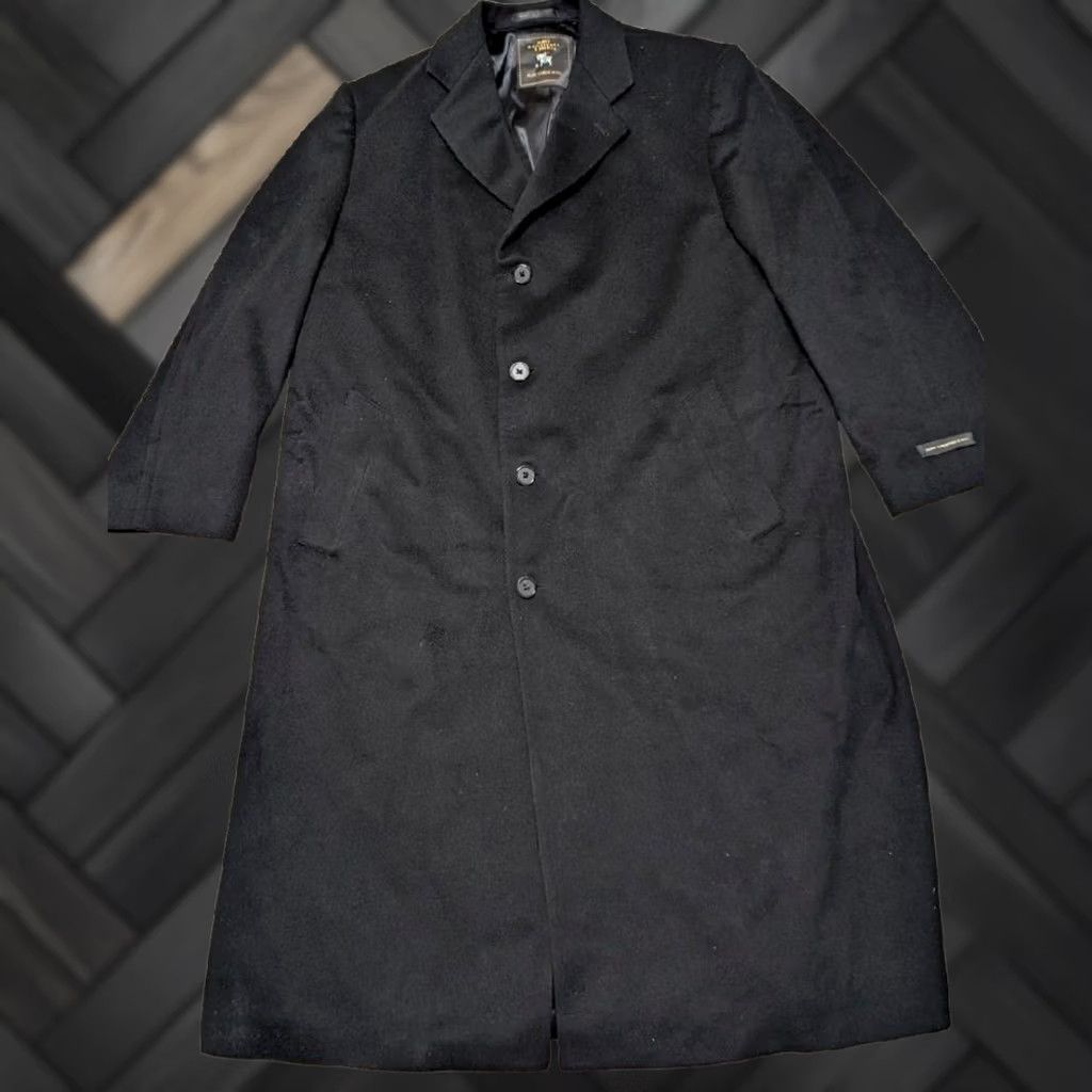 Hart Schaffner Marx VINTAGE Hart Schaffner Marx overcoat 52 black wool Flannel 3XL Coat Mens Long Size US XXL / EU 58 / 5 - 1 Thumbnail