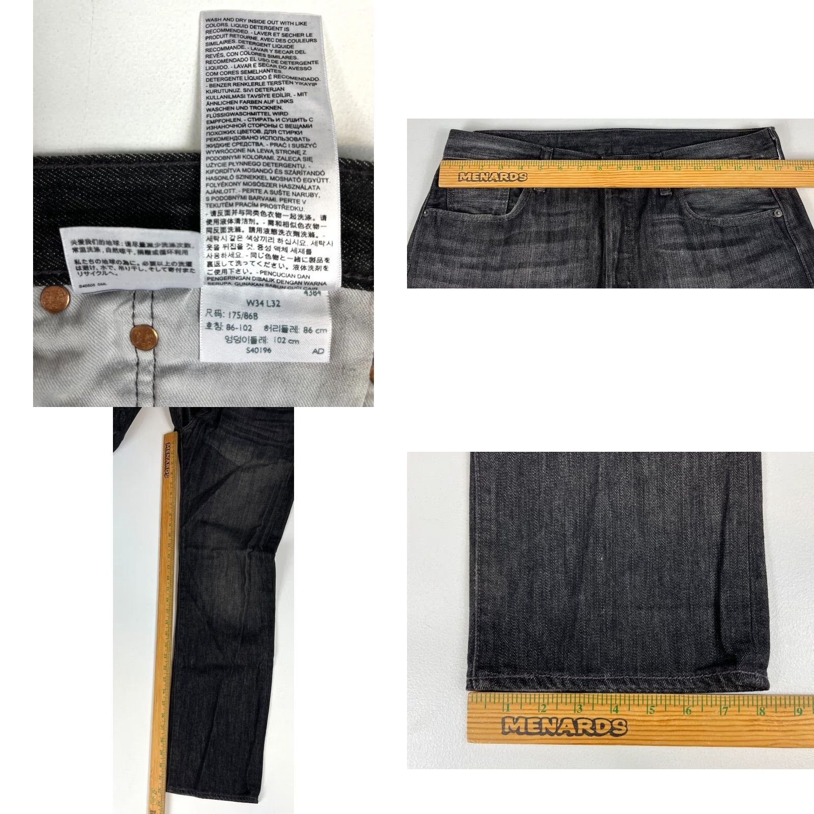 Levi's Levi's 501 Jeans Black Charcoal Wash Sz 34x32 Men Denim Straight Belt Loops 501 Series Regular Jeans Mens Size US 34 / EU 50 - 9 Thumbnail