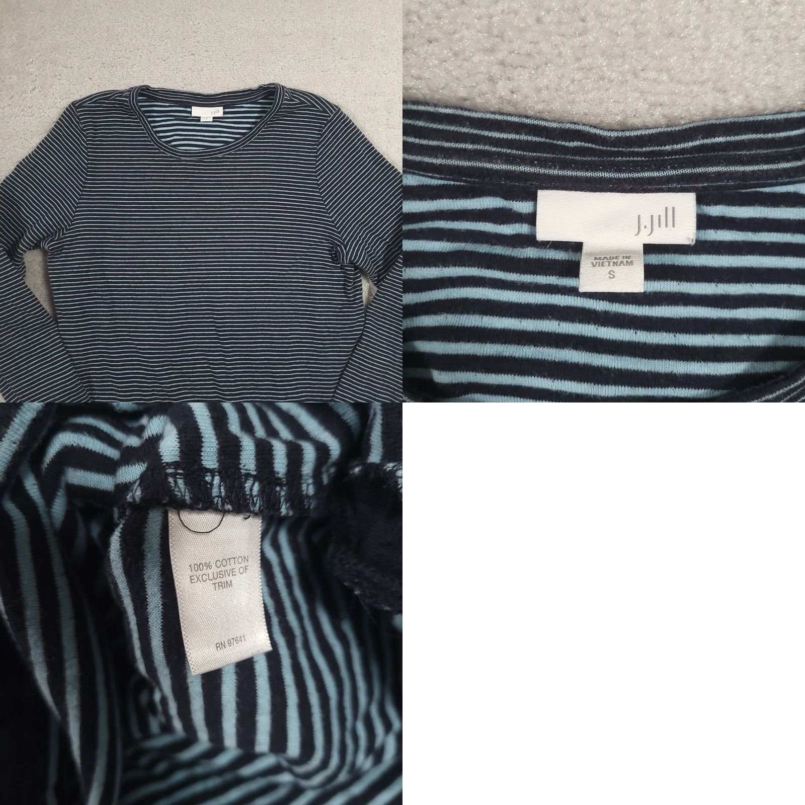 J. Jill J. Jill Striped Dress Shirt Navy Blue Mixed Media Cotton Shirttail Knee Length Women S Black? Size S / US 4 / IT 40 - 8 Thumbnail