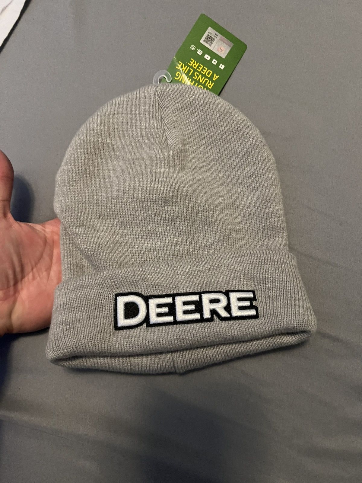 John Deere John Deere Vintage Beanie Hat Grey Size ONE SIZE - 2 Thumbnail