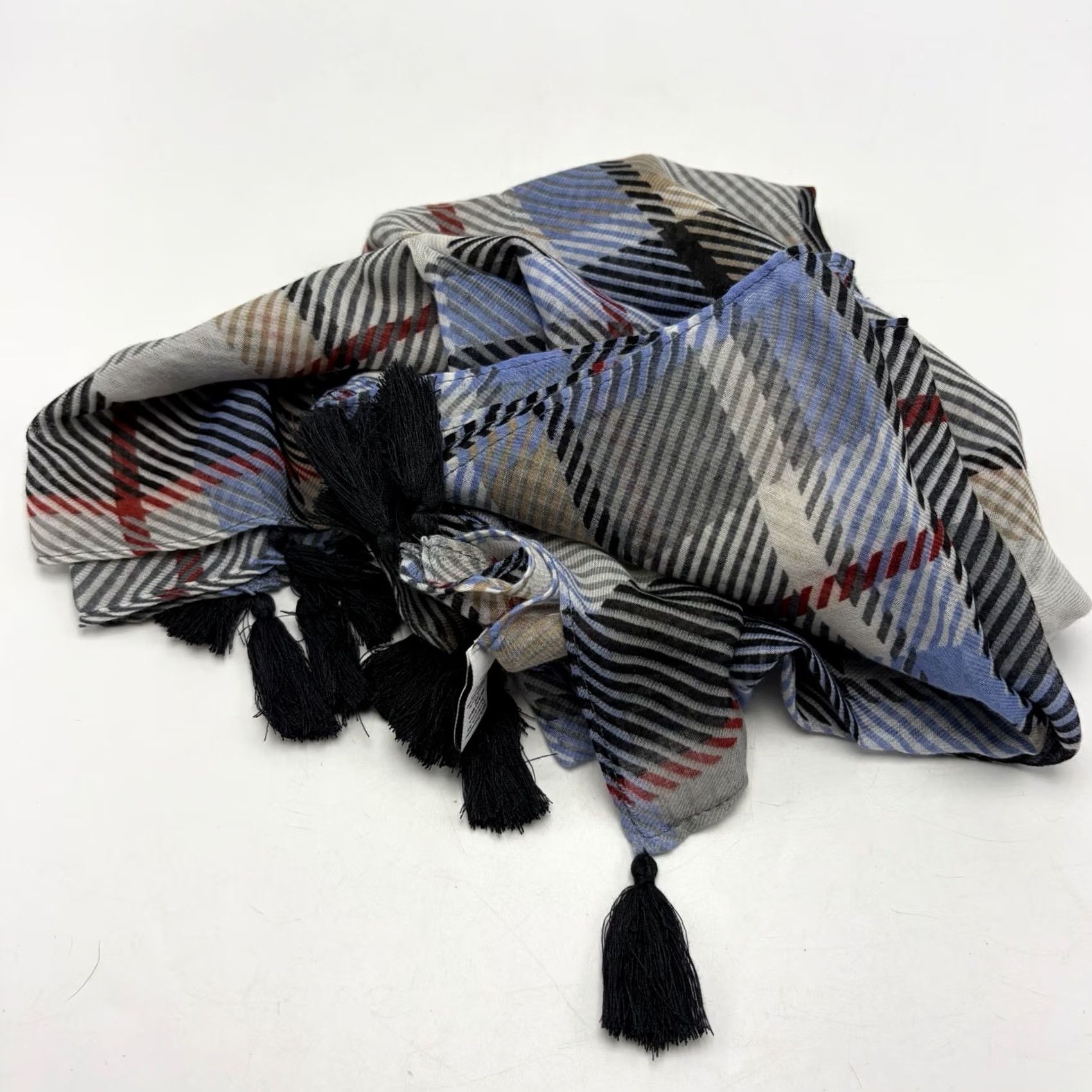 Vera Bradley Vera Bradley Scarf Rectangle Scarf Plaid Black White Fringe Lightweight Women, 72" x 30" Size ONE SIZE - 3 Thumbnail