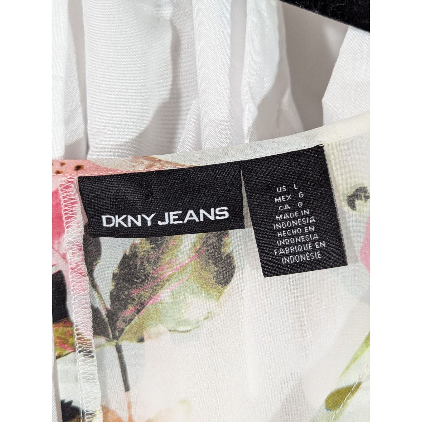 DKNY Sheer Floral V-Neck Shark Bite Hem L Boho Whimsigoth Keyhole Size L / US 10 / IT 46 - 3 Thumbnail