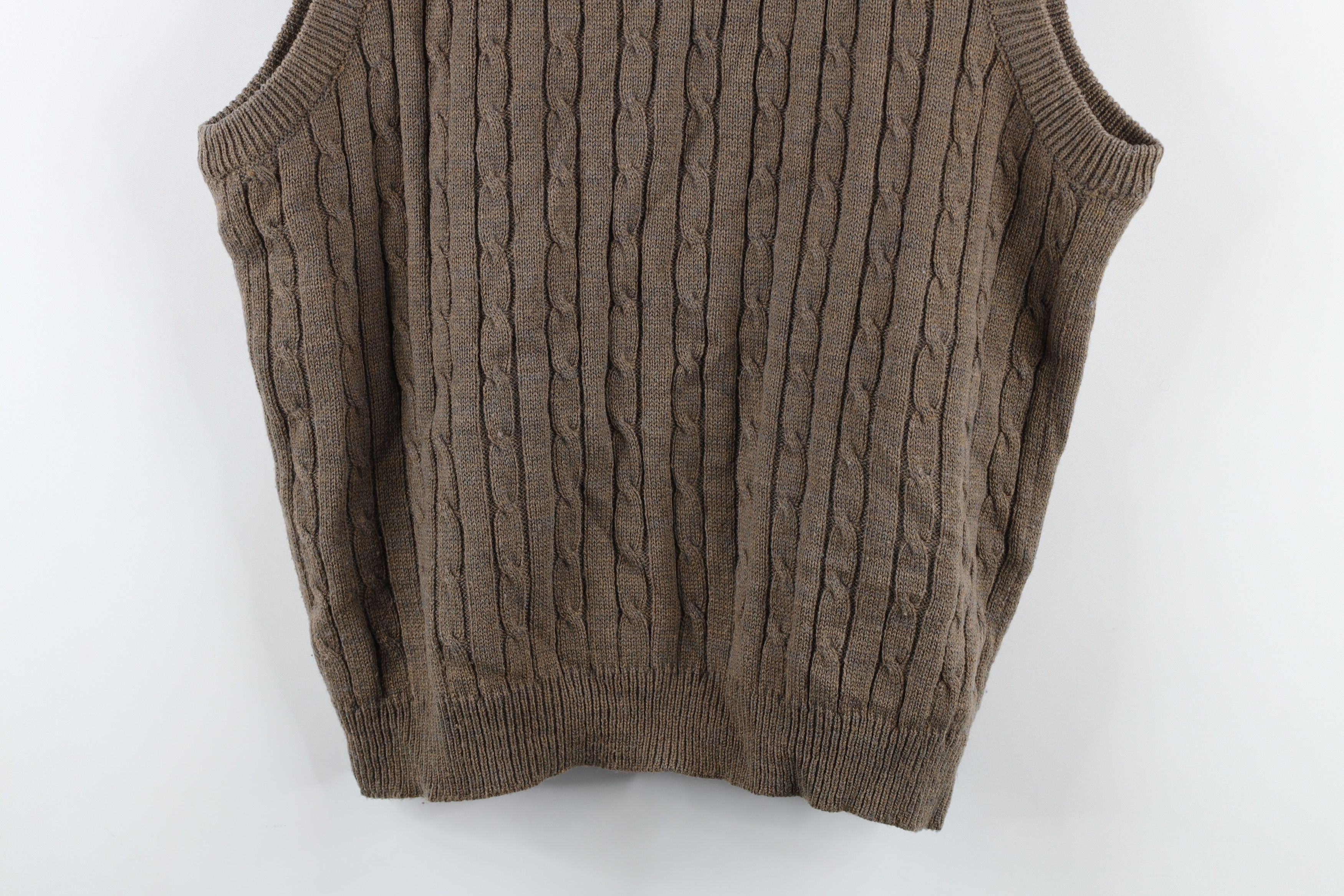 Vintage Vintage 60s 70s Streetwear Cable Knit Sweater Vest Brown Size US XL / EU 56 / 4 - 7 Thumbnail