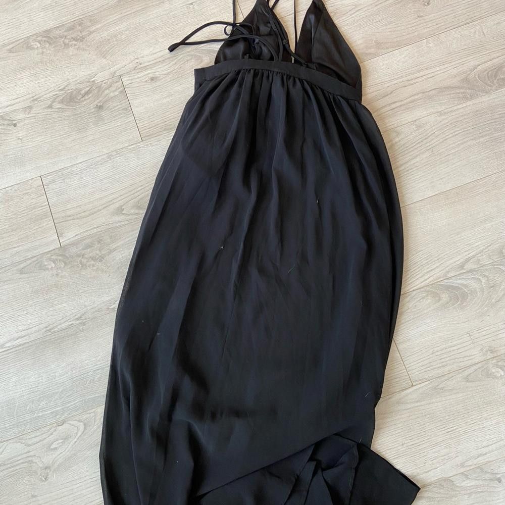 Designer Hyfve Black Strappy V Neck Maxi Dress Size M / US 6-8 / IT 42-44 - 2 Thumbnail