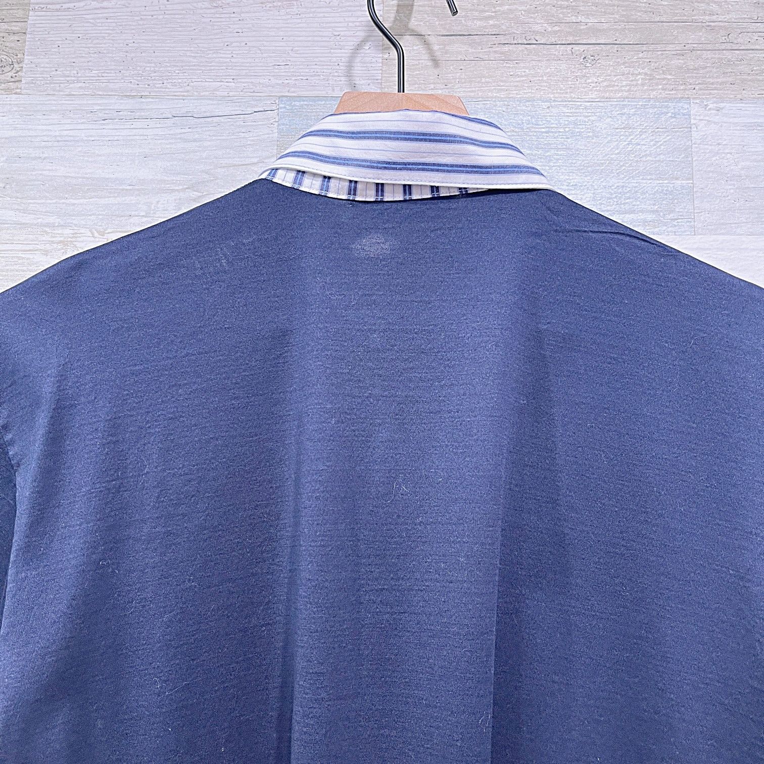 Bullock & Jones Bullock & Jones Contrast Striped Collar Polo Shirt Navy M Size US M / EU 48-50 / 2 - 4 Thumbnail