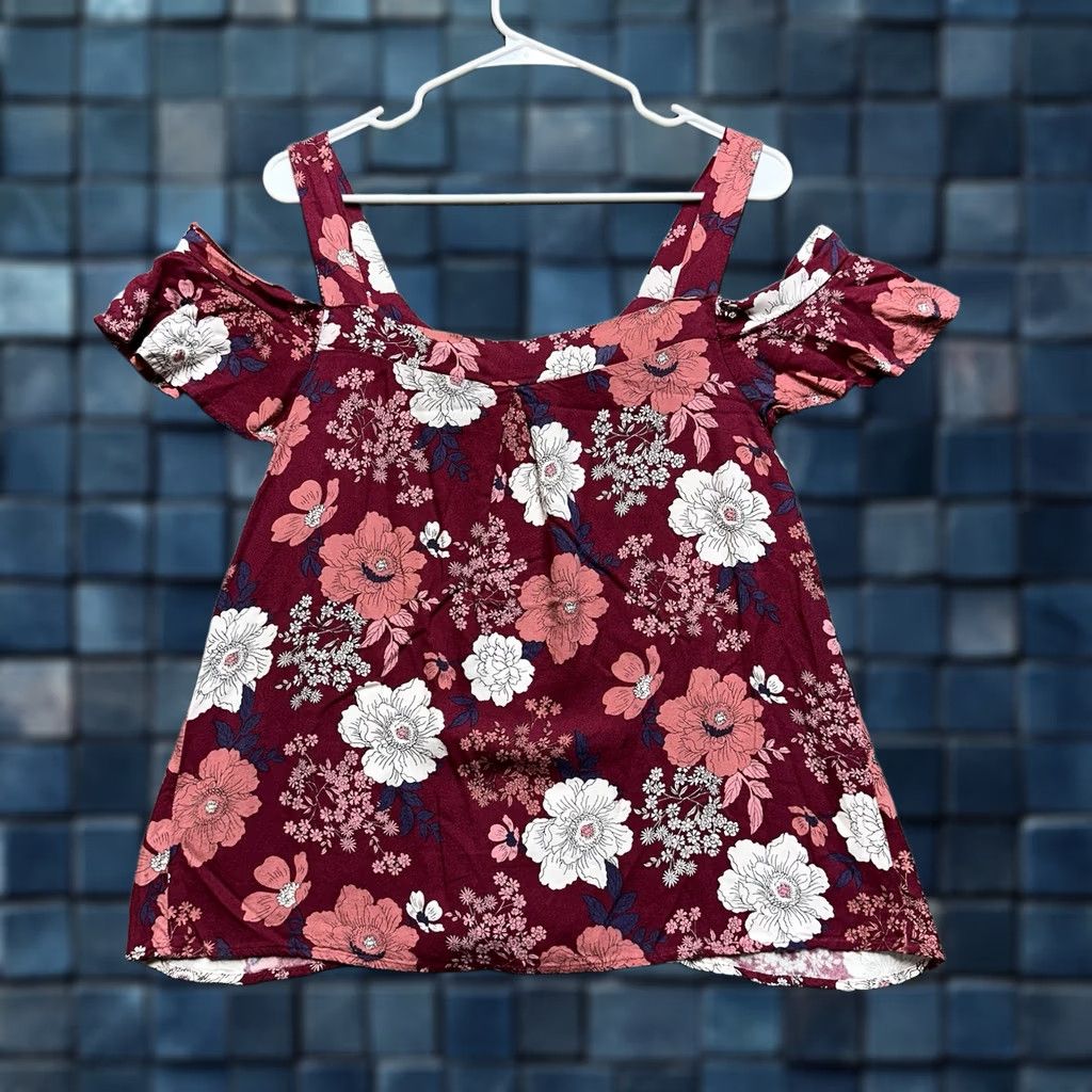 Vintage Francesca Blue Rain Womens Blouse M Pink Floral Off Shoulder Boho Shirt Size M / US 6-8 / IT 42-44 - 1 Thumbnail