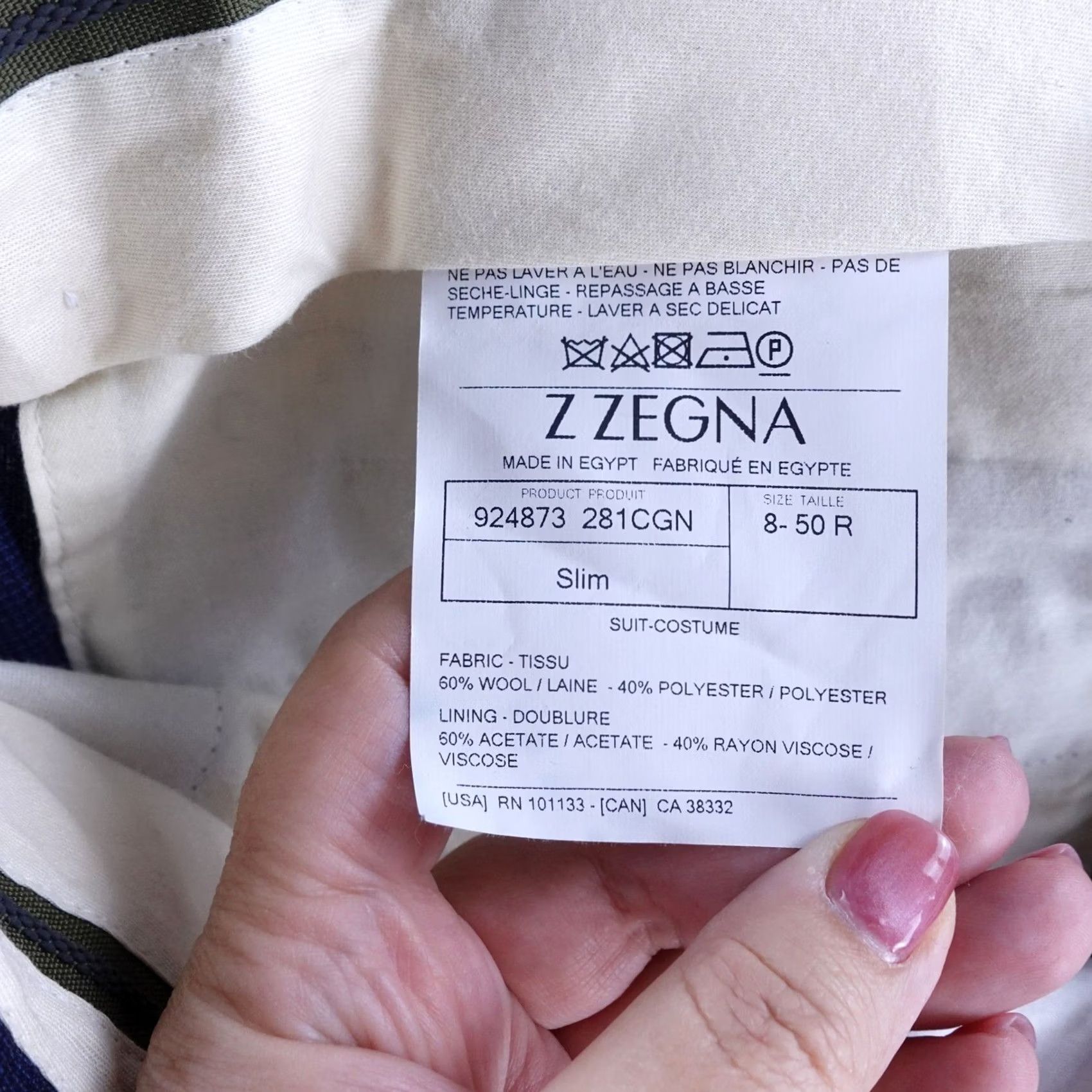 Z Zegna Z Zegna Mens Pants Slim Fit 34x31 Wool Blend Micro Check Blue Purple Dress Business Formal Size US 35 - 3 Thumbnail
