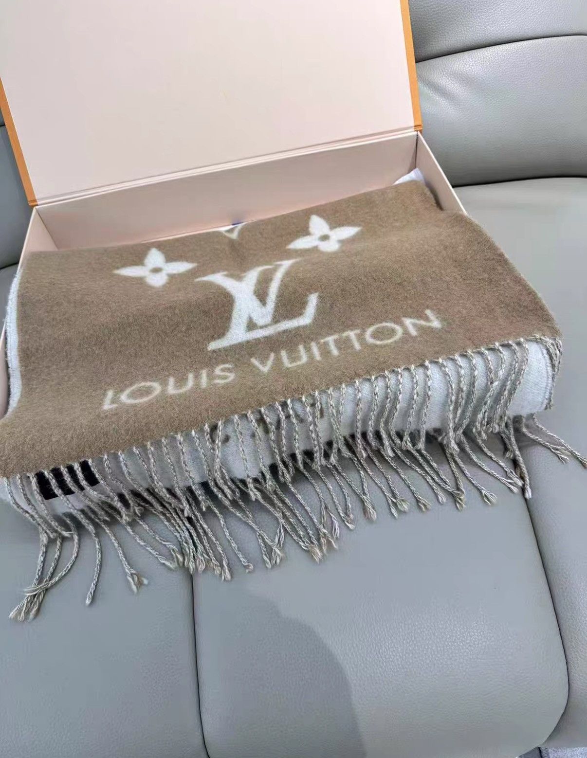 Louis Vuitton Louis Vuitton Reykjavik Reversible Cashmere Fringe Scarf J38 Size ONE SIZE - 6 Thumbnail