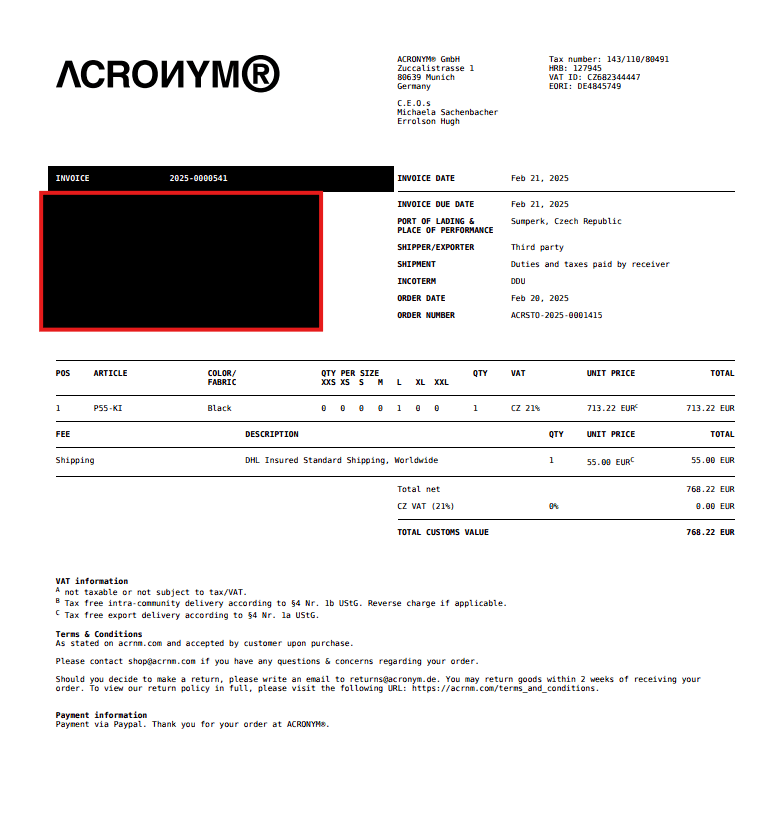 Acronym Acronym P55-KI SS25 Size US 38 / EU 54 - 10 Thumbnail