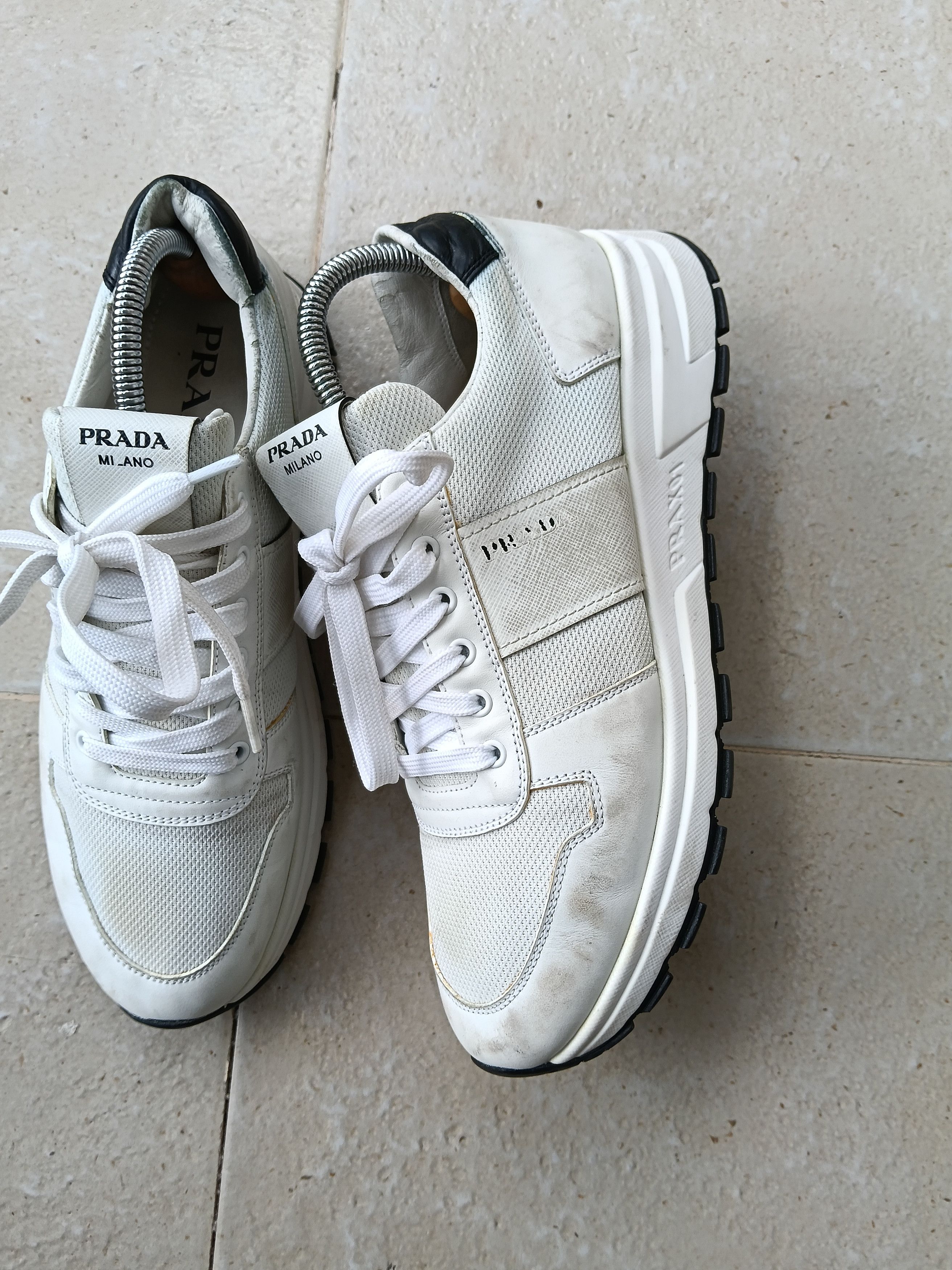 Prada Prada prax 01white black leather sneakers Size US 8.5 / EU 41-42 - 4 Thumbnail